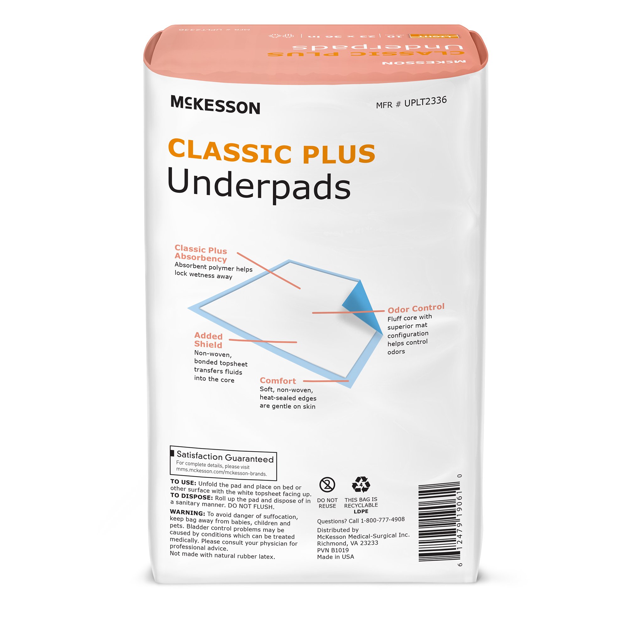 McKesson Brand - UPLT2336 McKesson Classic Plus Light Absorbency Underpads