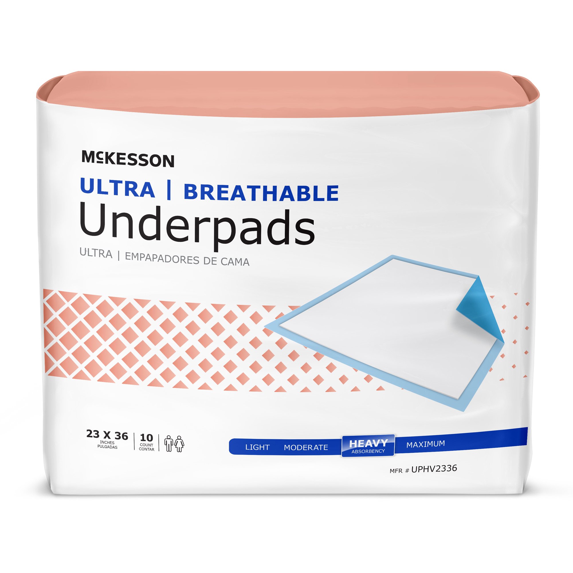 McKesson Brand UPHV2336 - McKesson Ultra Breathable Heavy Absorbency Low Air Loss Underpad, 23 x 36 Inch - 10/Bag, 60/Case