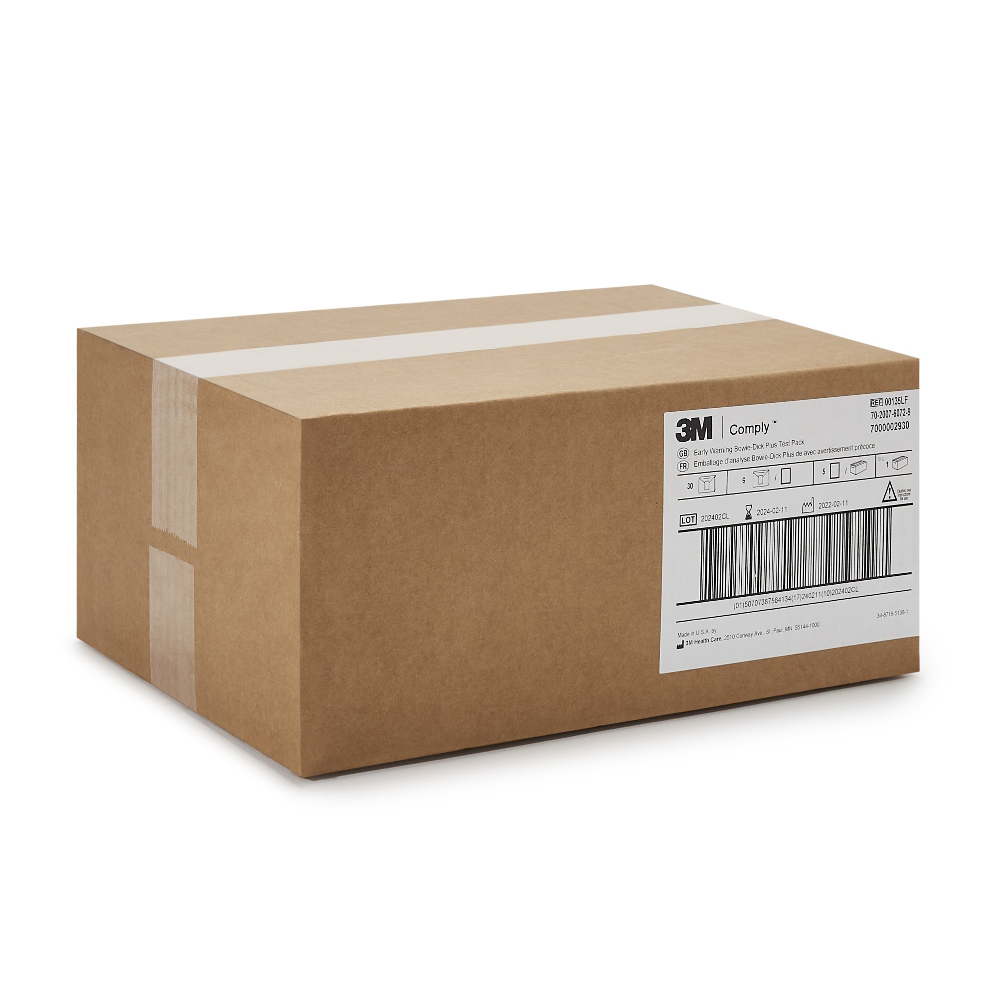 Solventum Corporation 00135LF - 3M™ Comply™ Sterilization Bowie-Dick Plus Test Pack - 6/Bag, 30/Case