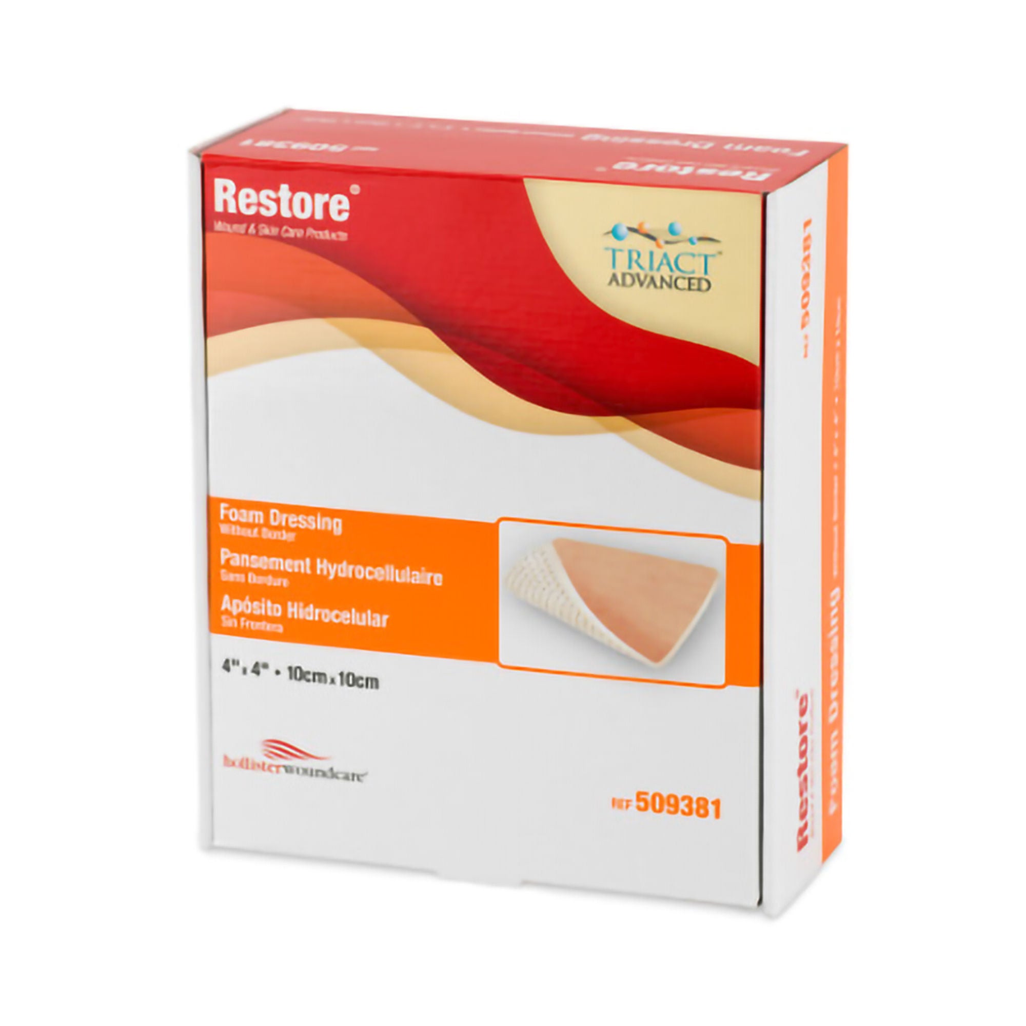 Urgo Medical North America LLC - 509381 Foam Dressing Restore™ 4 X 4 Inch Without Border Film Backing Nonadhesive Square Sterile