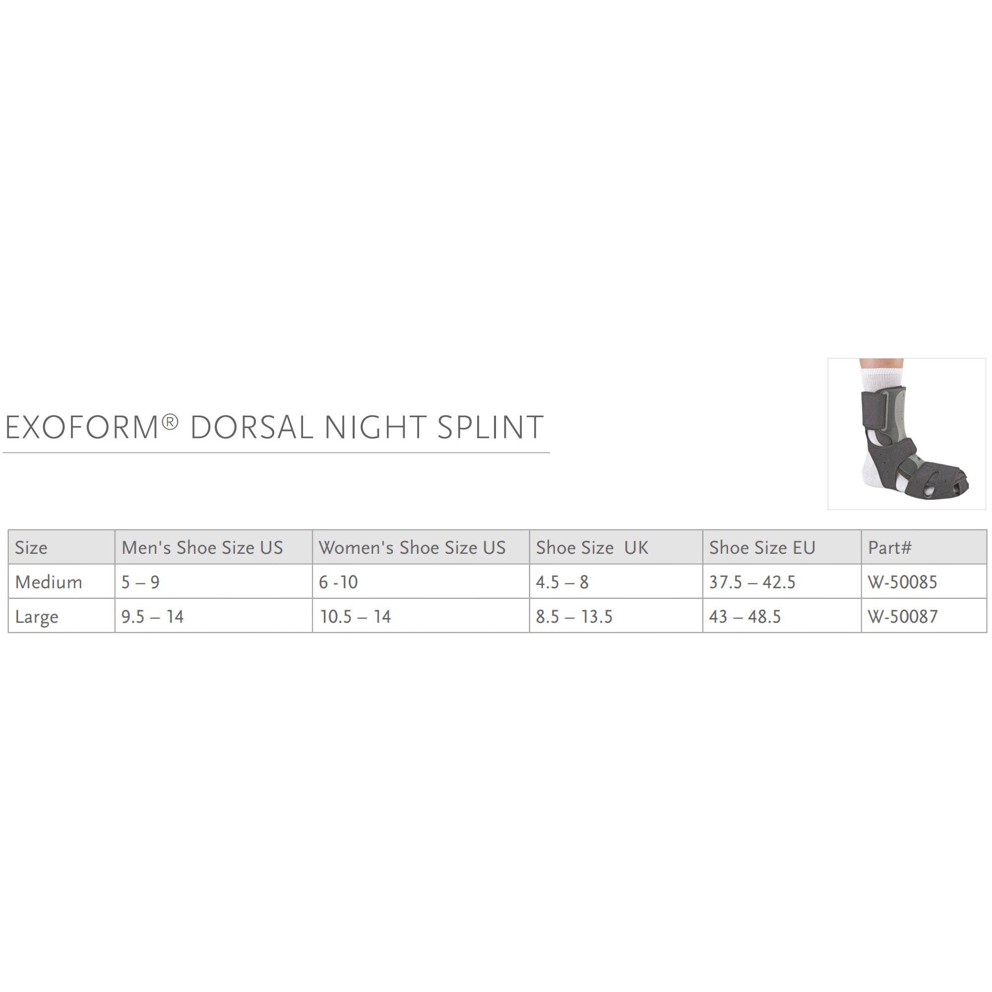 Ossur - W-50087 Exoform® Dorsal Night Splint