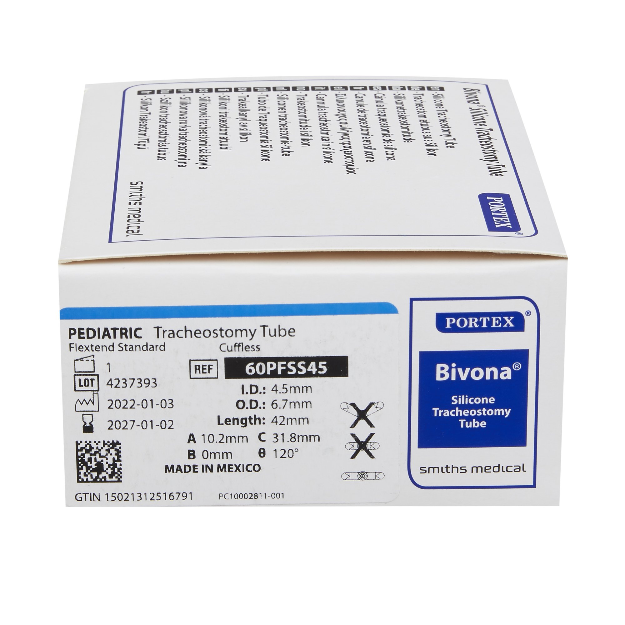 ICU Medical FKA Smiths Medical 60PFSS45 - Bivona® FlexTend™ Plus Tracheostomy Tube - 1/Each