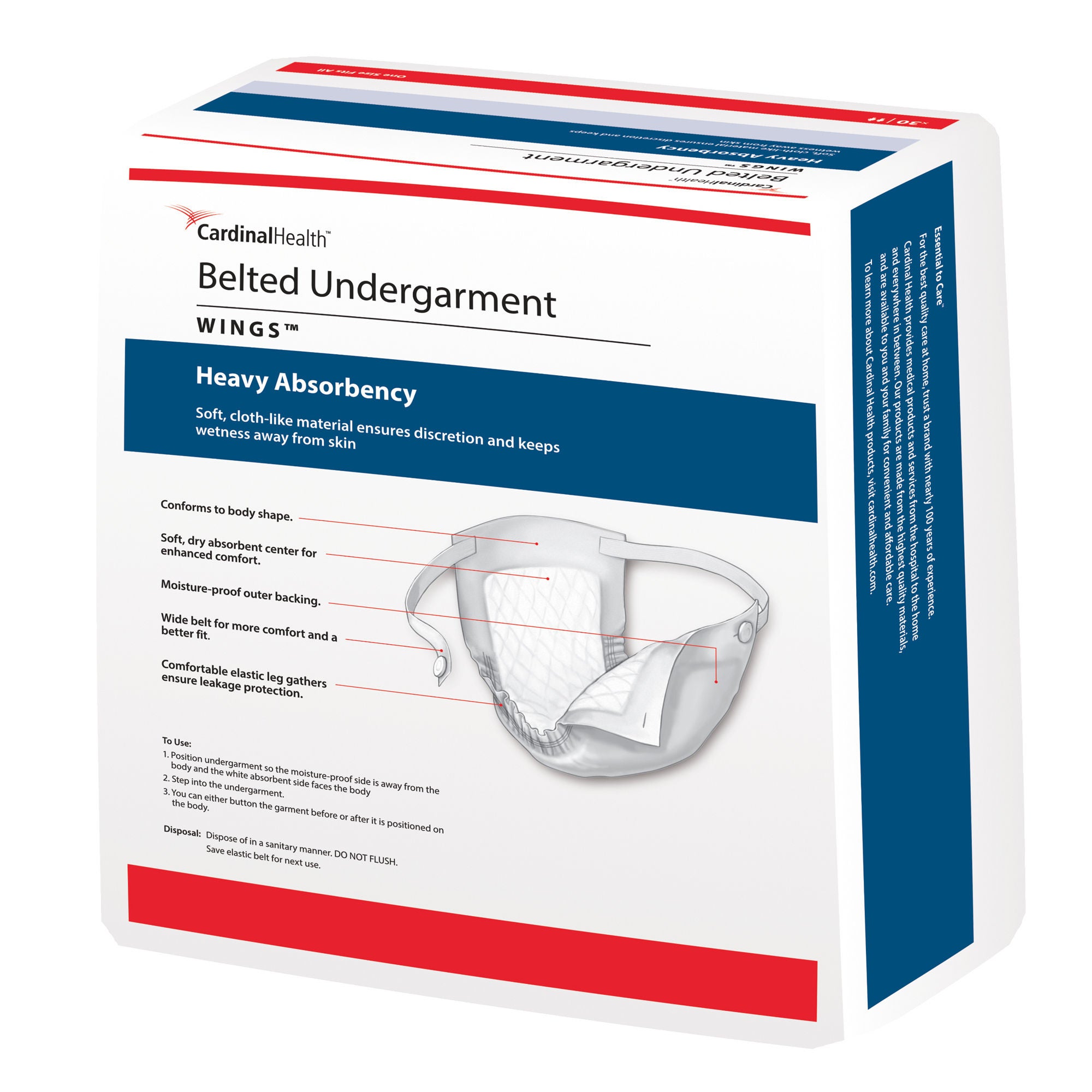 Cardinal - 1058- Incontinence Belted Undergarment Sure Care™ Adult One Size Fits Most Unisex Disposable Heavy Absorbency