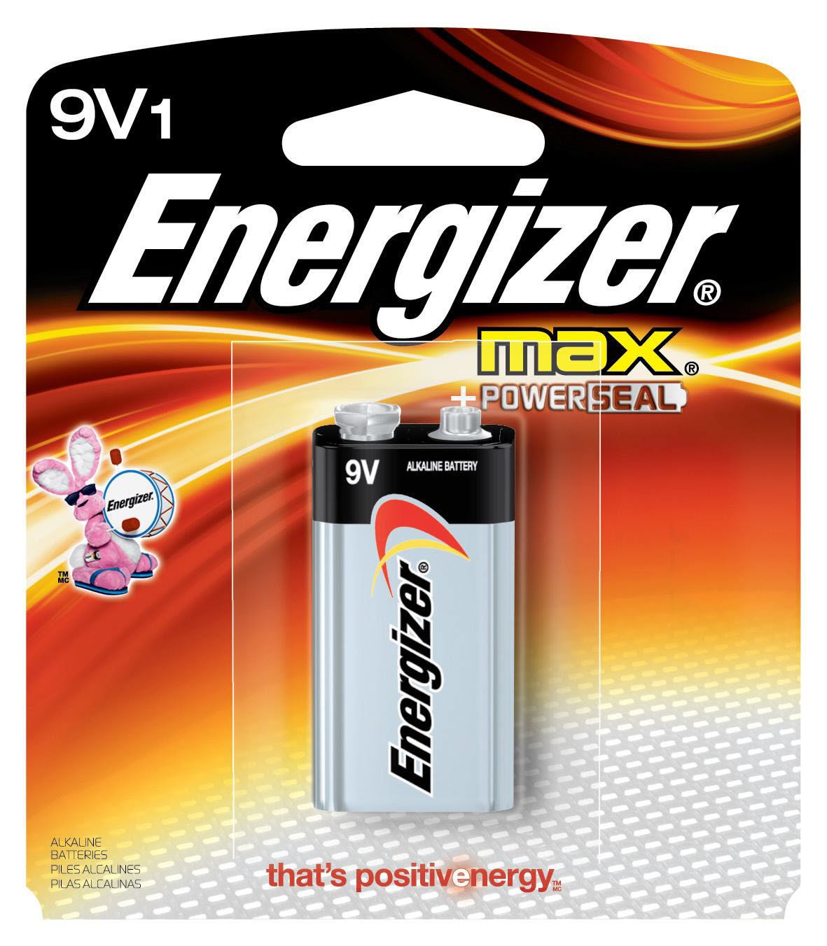 Eveready Battery Company - 03980001361 Alkaline Battery Energizer® MAX® 9 Volt Disposable 1 Pack