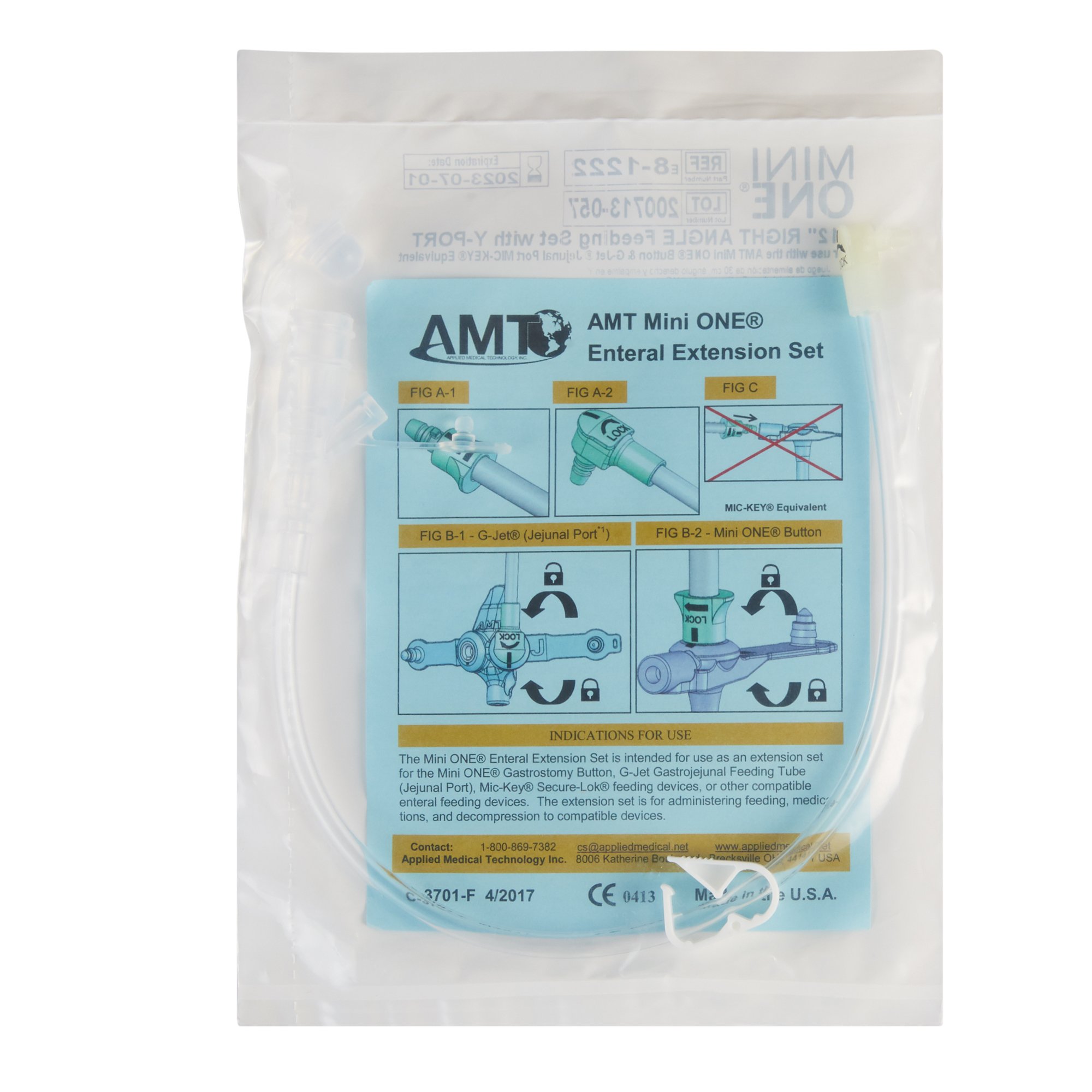 Applied Medical Technology Inc 8-1222 - Mini ONE® Right Angle Connector with Y-Port, 12 Inch - 1/Each, 10/Box