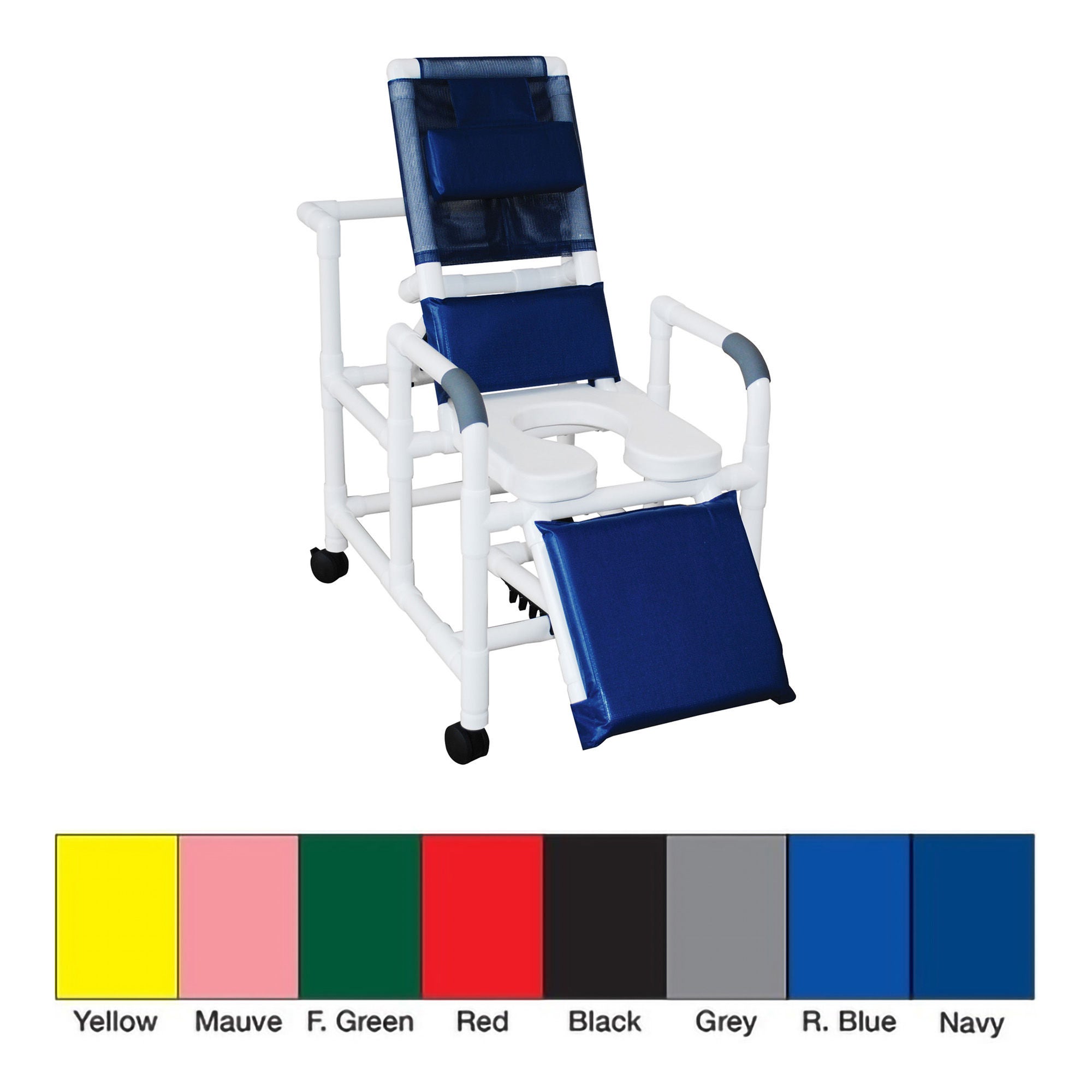 MJM International - 193-SSDE Shower Chair MJM International PVC Frame Reclining Backrest 325 lbs. Weight Capacity