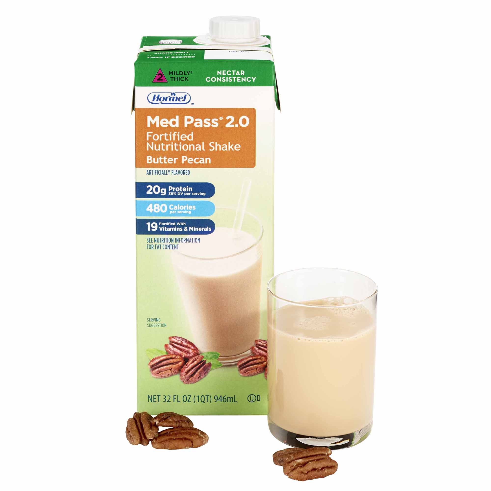 Lyons Magnus LLC 46463 - Med Pass® 2.0 Butter Pecan Fortified Nutritional Shake, 32 oz. Carton - 1/Each, 12/Case