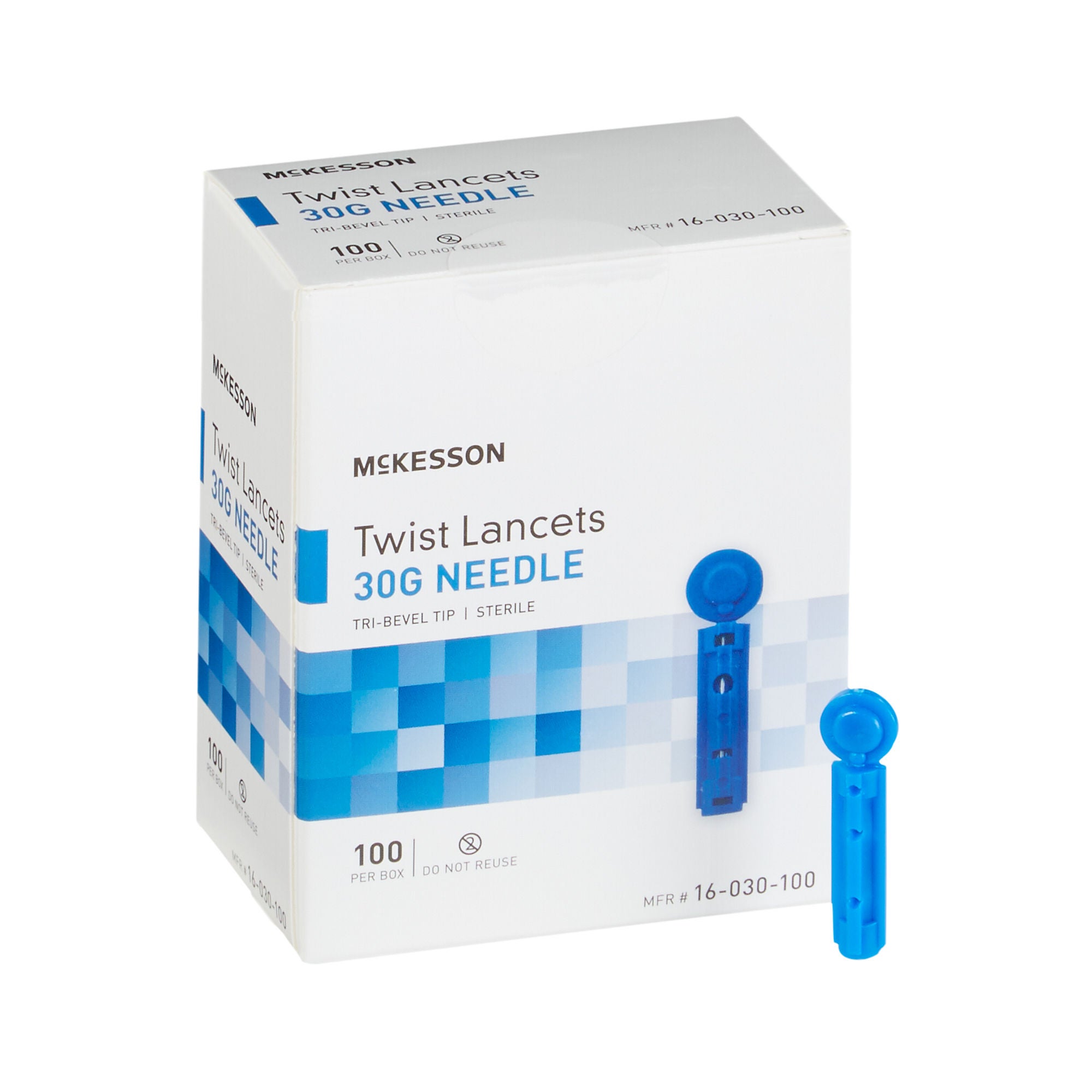 McKesson Brand - 16-030-100 Lancet for Lancing Device McKesson 30 Gauge Non-Safety Twist Off Cap Finger