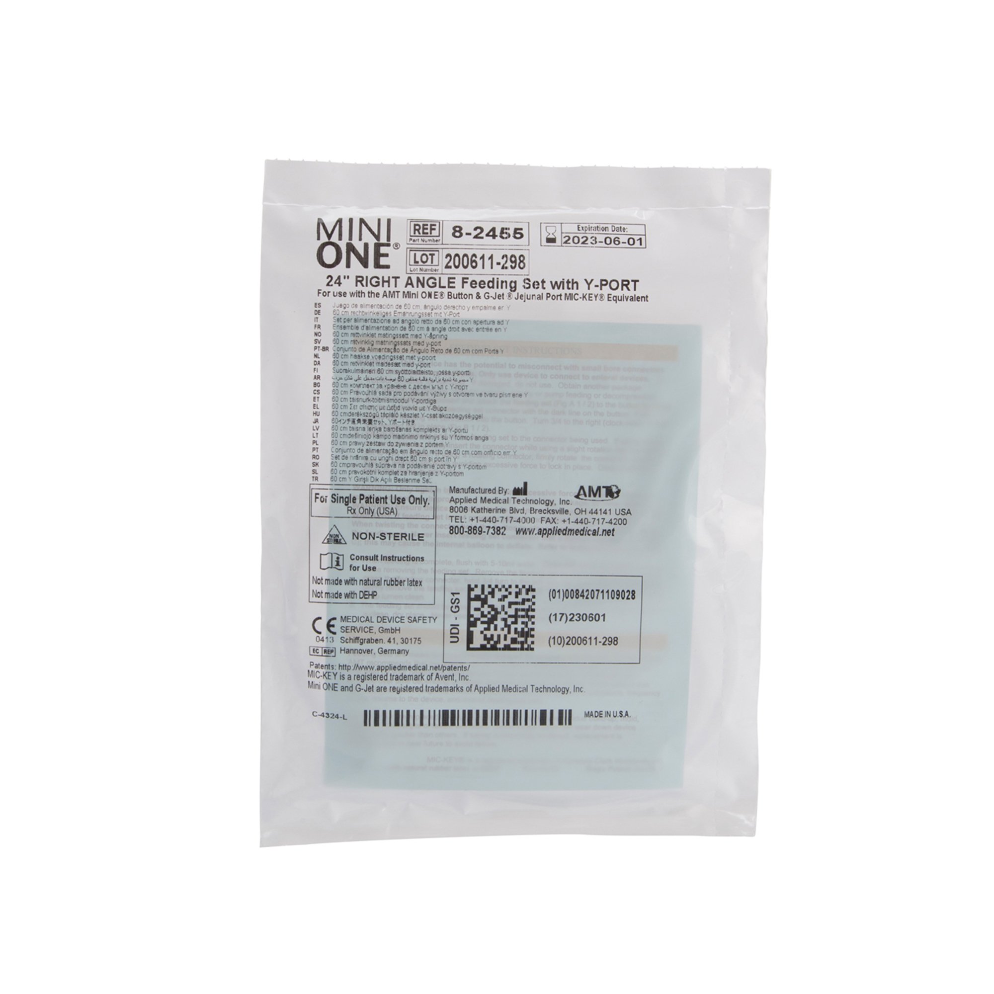 Mini ONE Right Angle Connector with Y-Port Adapter 8-2455 by Applied Medical Technology