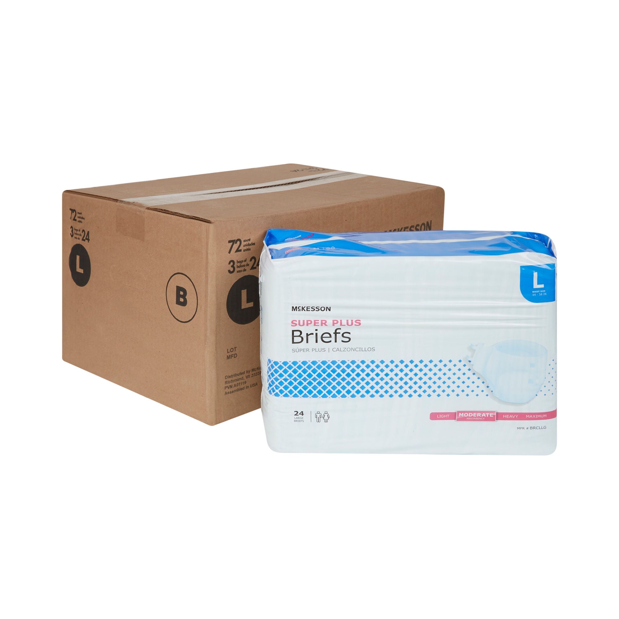 McKesson Brand - BRCLLG Incontinence Brief McKesson Super Plus Adult Large Unisex Disposable Moderate Absorbency