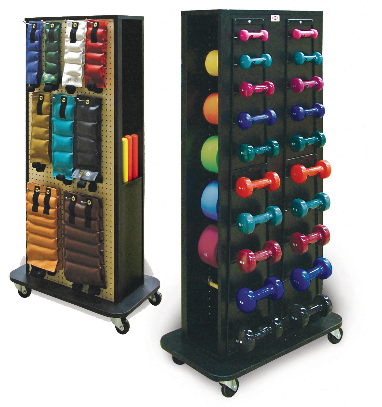 Hausmann Industries - 5566-100 Storage Unit with Exercise Equipment 44 Piece Set with Mobile Unit Econo 1 to 10 lbs.