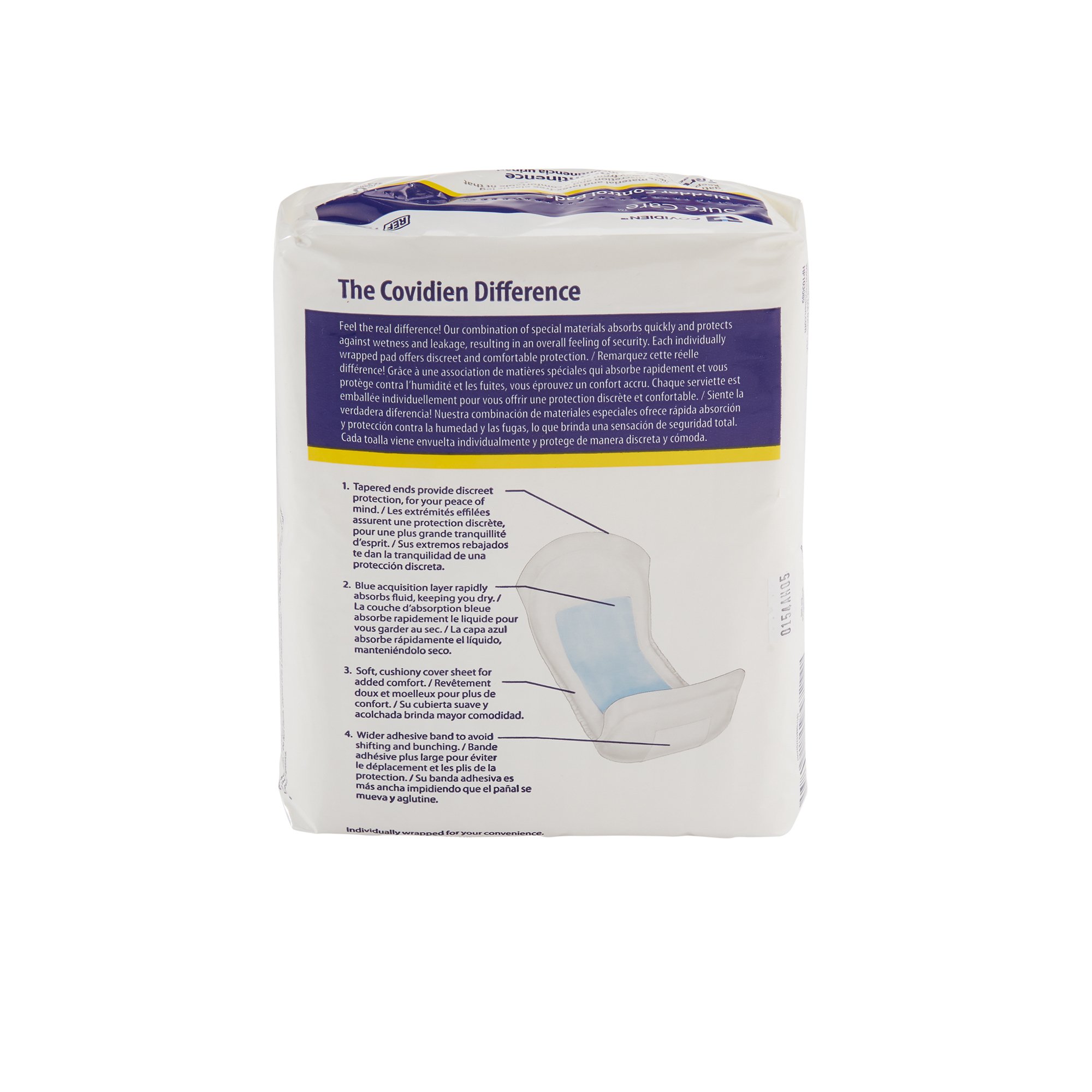 Cardinal 1110B - Sure Care™ Bladder Control Pads, Moderate Absorbency, 4 x 10.75 Inch - 20/Bag, 120/Case