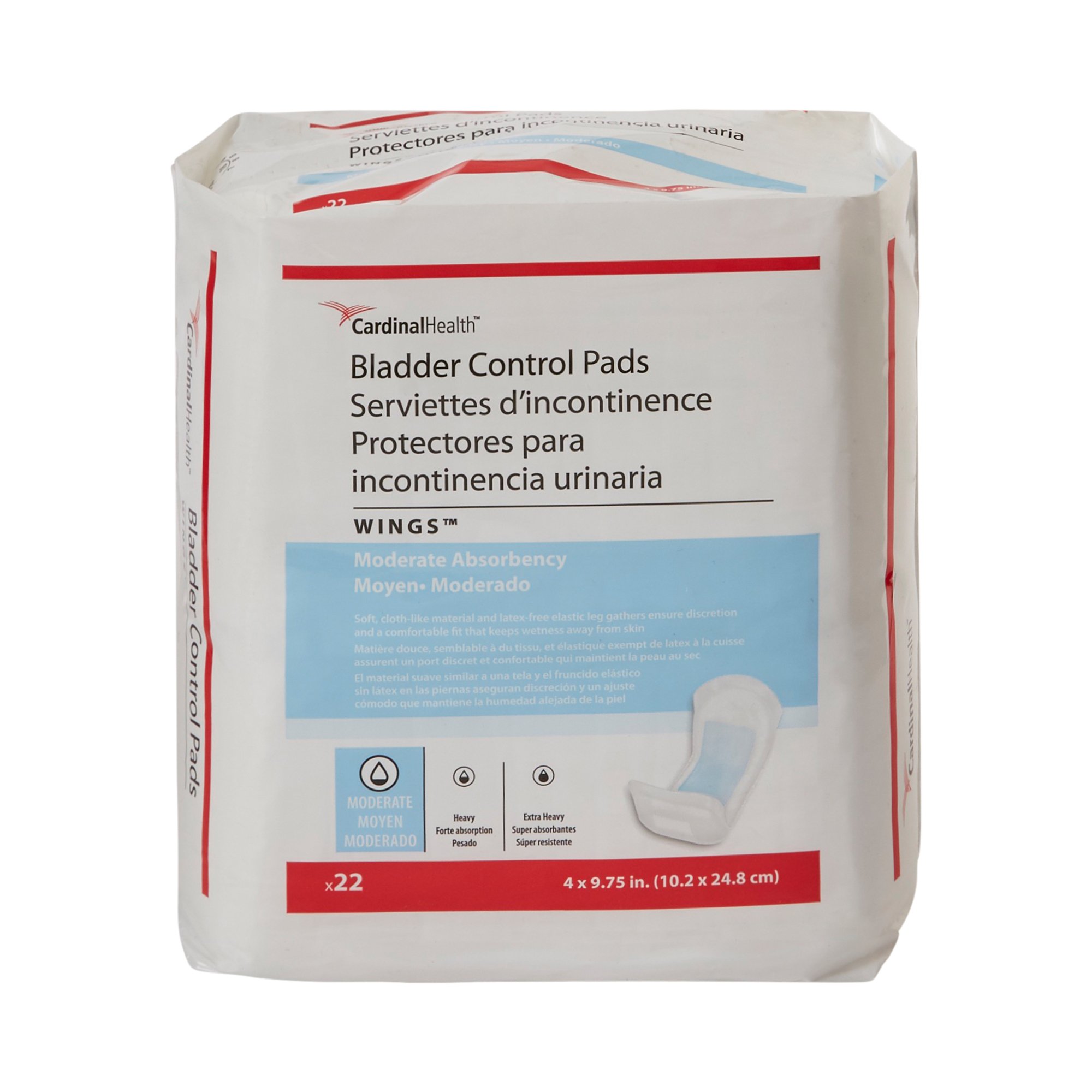 Cardinal 1100B - Sure Care™ Bladder Control Pads, Moderate Absorbency, 4 x 9.75 Inch - 22/Bag, 132/Case