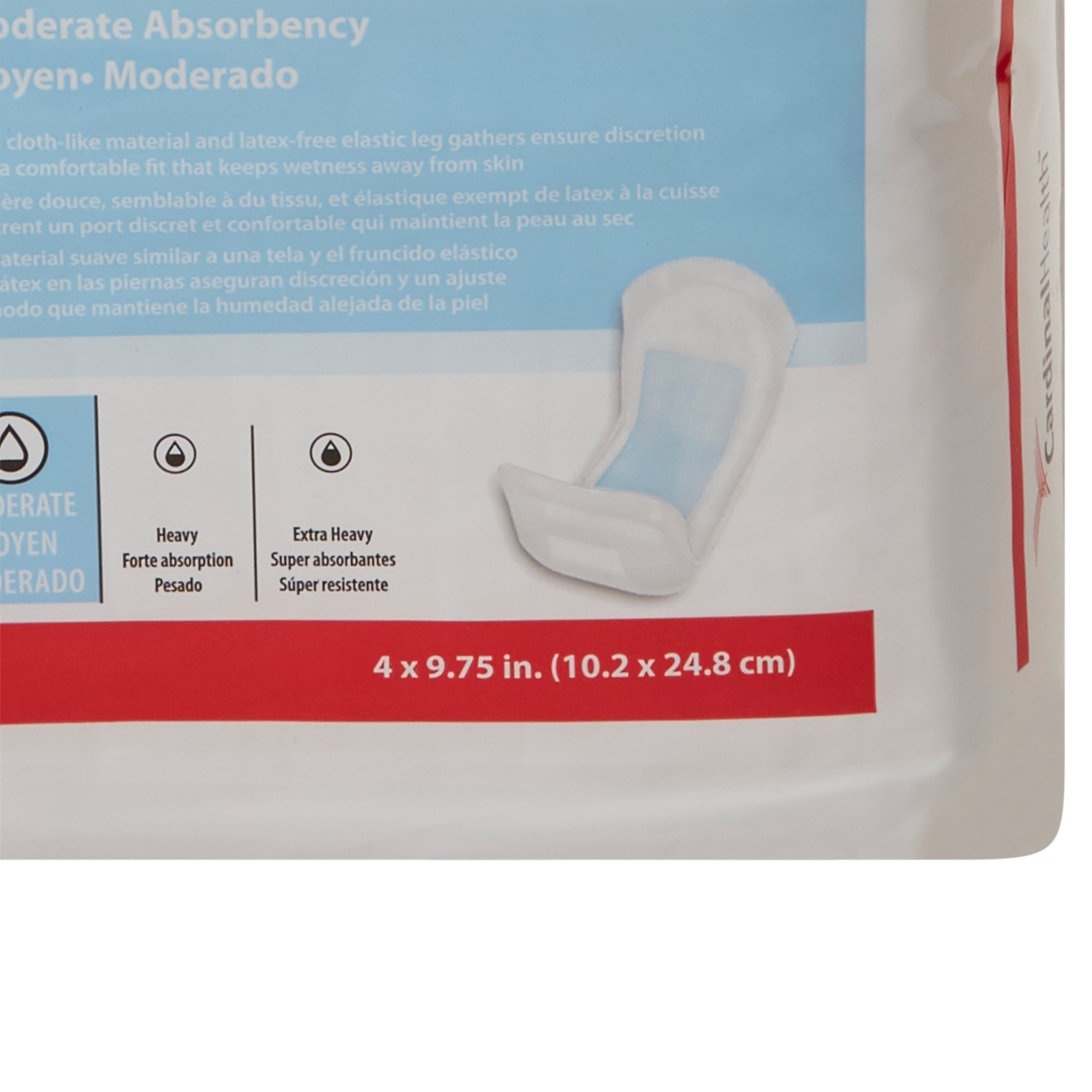 Cardinal 1100B - Sure Care™ Bladder Control Pads, Moderate Absorbency, 4 x 9.75 Inch - 22/Bag, 132/Case