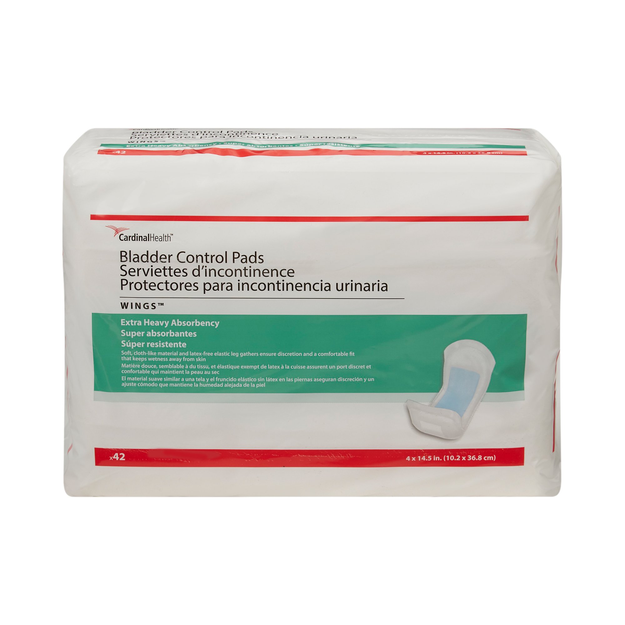 Cardinal 1130A - Sure Care™ Bladder Control Pads, Extra Heavy Absorbency, 4 x 14.5 Inch - 42/Bag, 168/Case