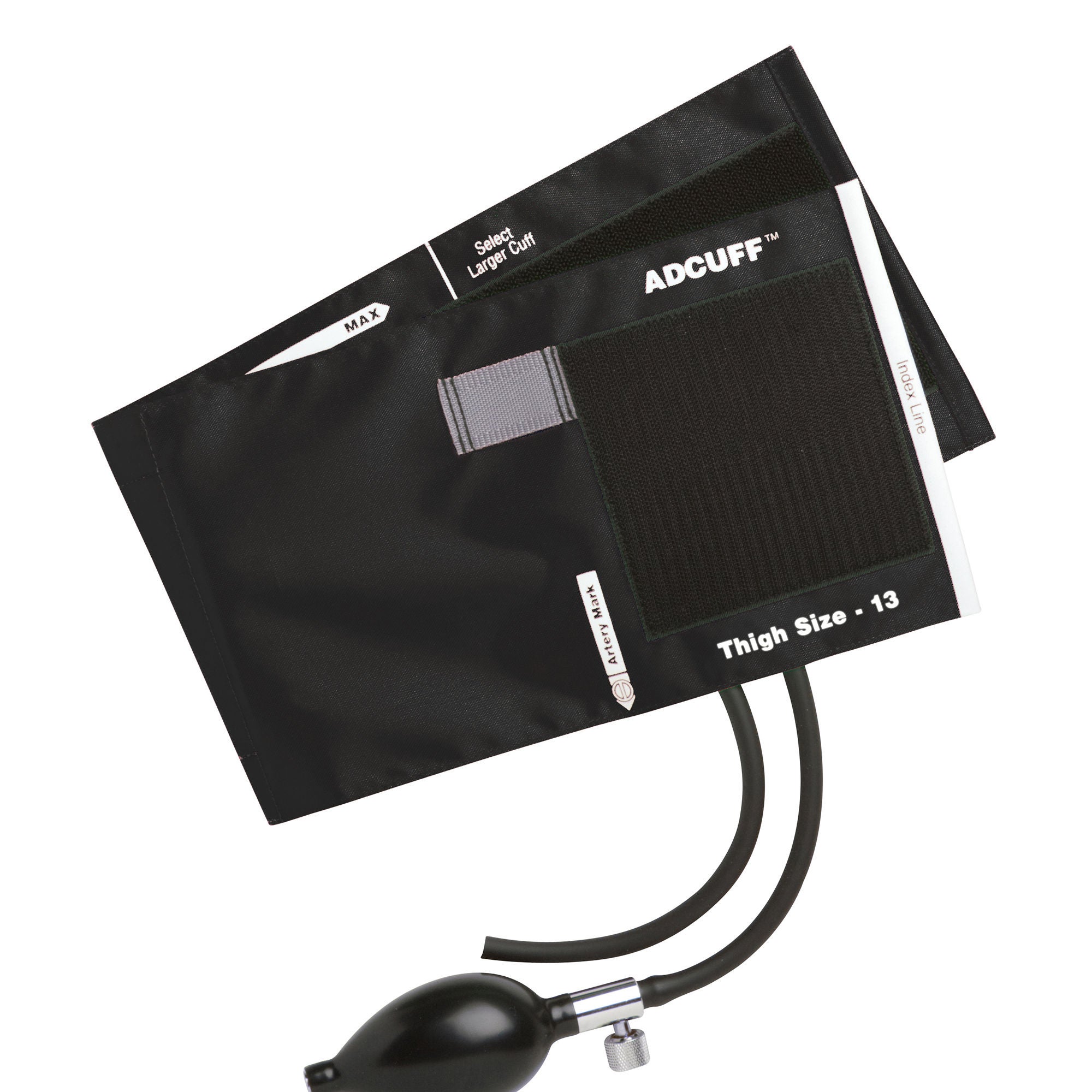American Diagnostic Corp - 865-13TBK Reusable Blood Pressure Cuff and Bulb Adcuff™ 40 to 66 cm Leg Nylon Cuff Thigh Cuff