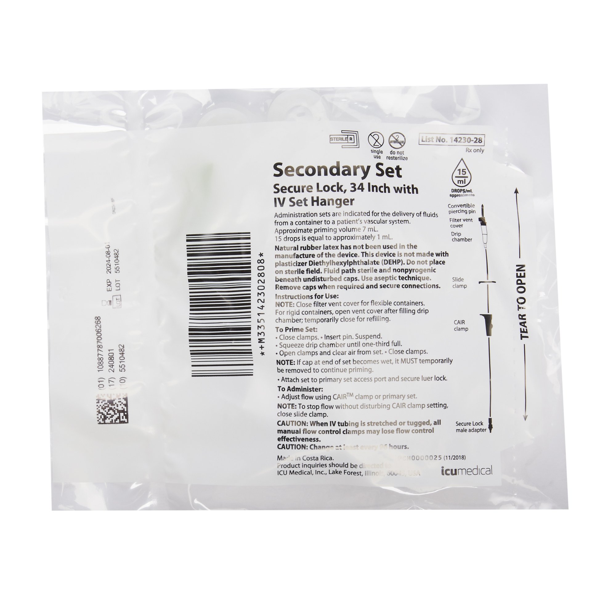 ICU Medical - 1423028 Hospira Secondary Macrobore Set