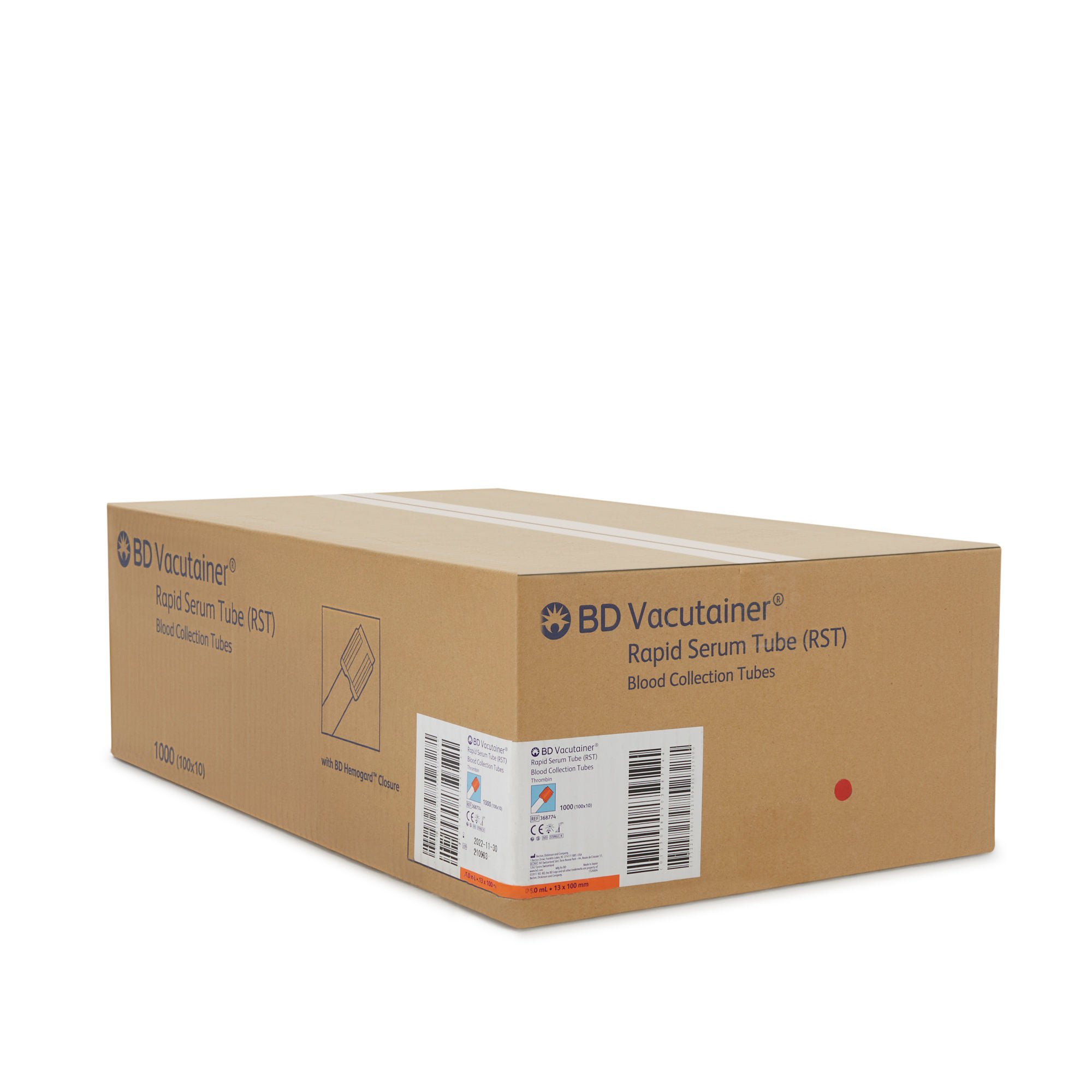 BD - 368774 BD Vacutainer® Venous Blood Collection Tube Clot Activator Additive 5 mL BD Hemogard™ Closure Polyethylene Terephthalate (PET) Tube