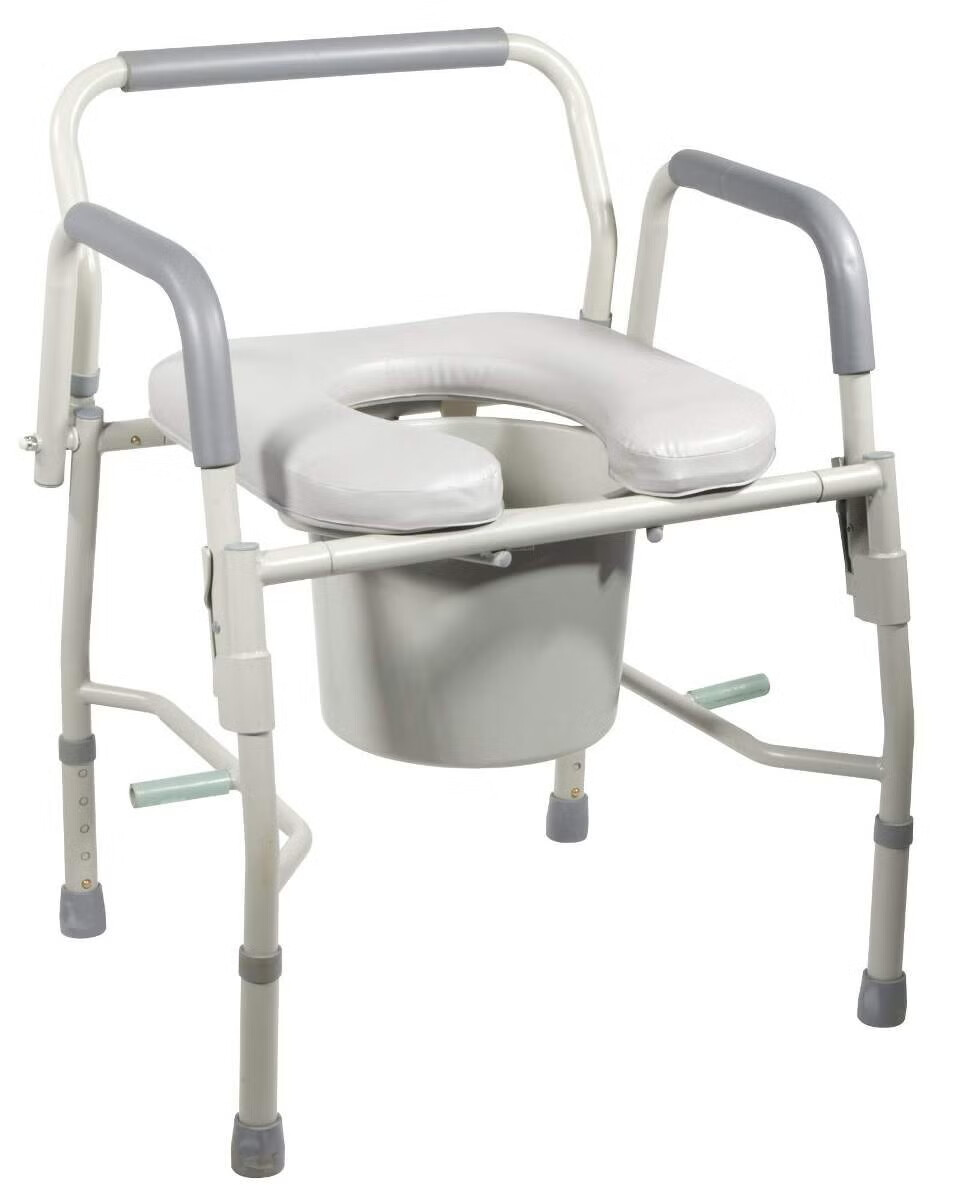Drive DeVilbiss Healthcare - 11125PSKD-1 Commode Chair drive™ Padded Drop Arms Steel Frame Back Bar 13-1/2 Inch Seat Width 300 lbs. Weight Capacity