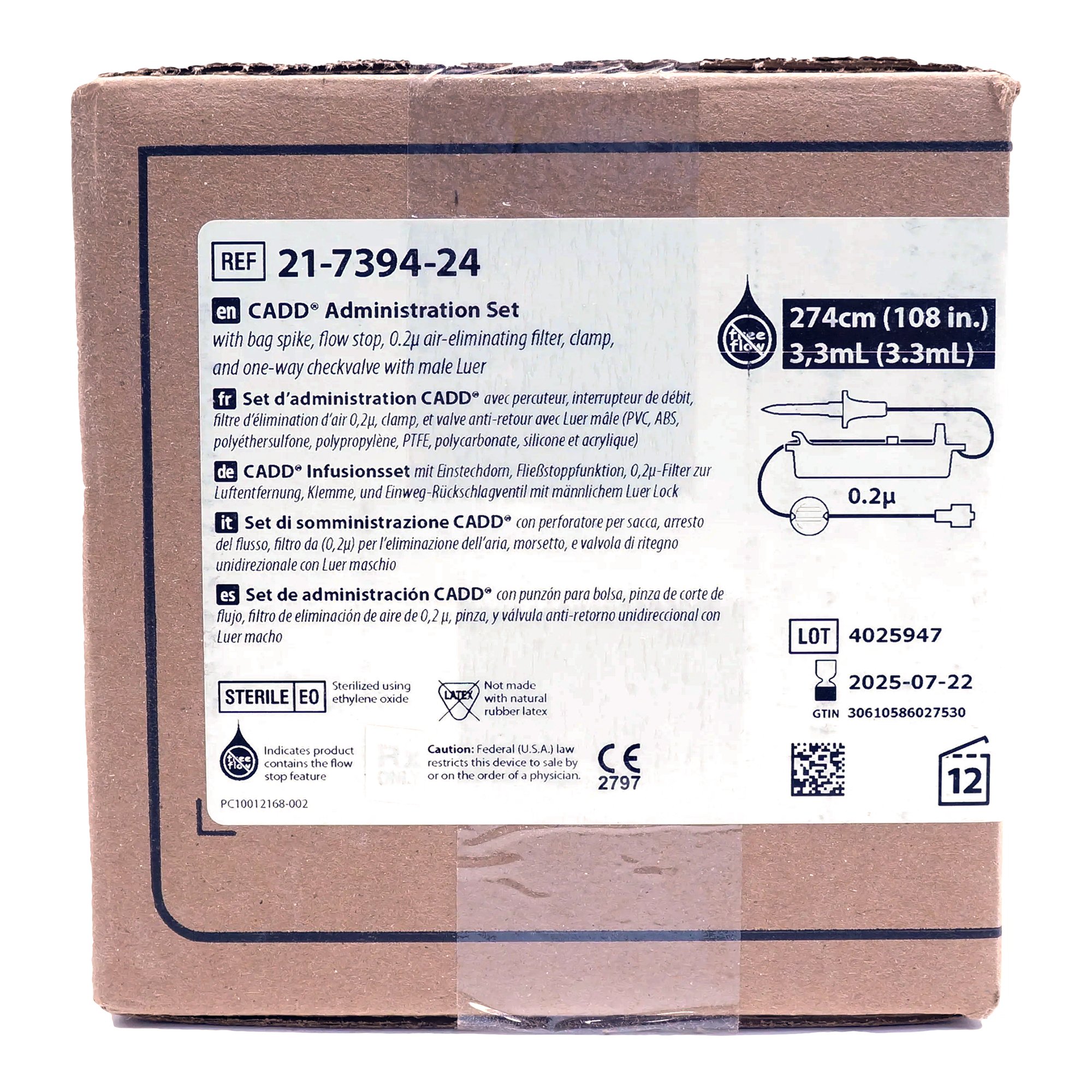 ICU Medical FKA Smiths Medical 21-7394-24 - CADD® Administration Set - 1/Each, 12/Box
