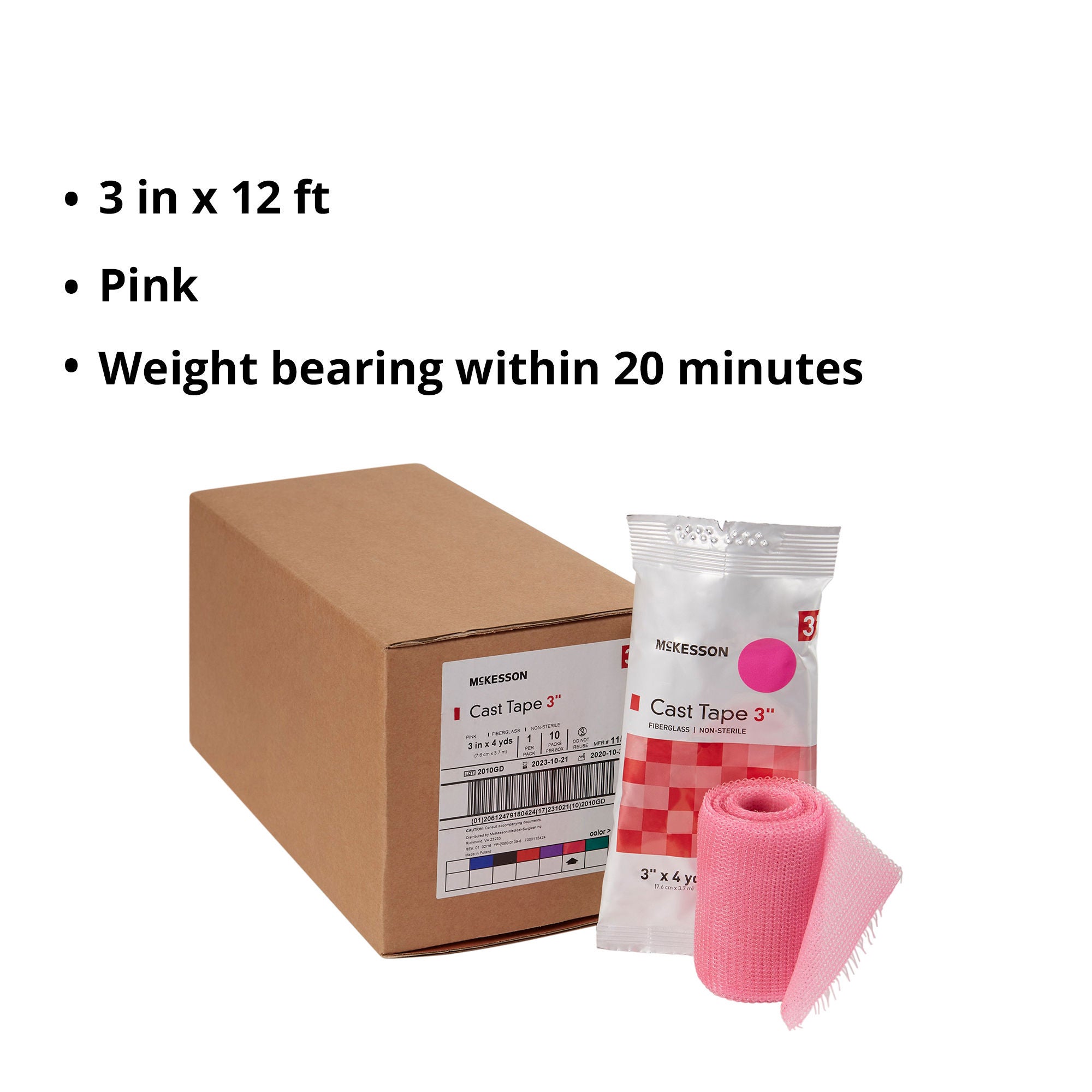 McKesson Brand - 115-3X McKesson Pink Cast Tape