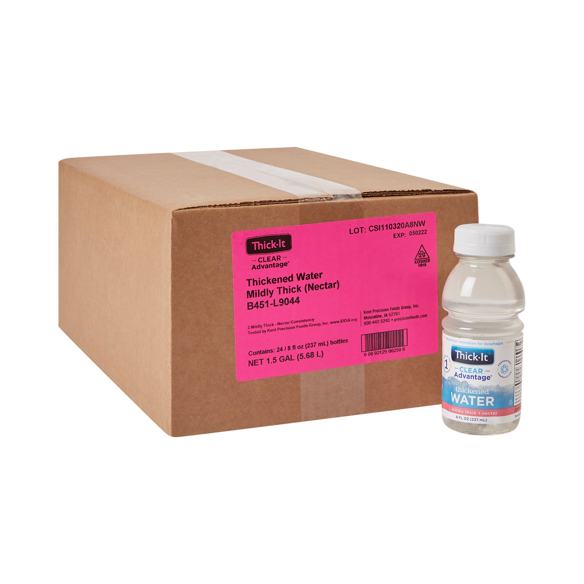 Kent Precision Foods B451-L9044 - Thick-It® Clear Advantage® Nectar Consistency Thickened Water, 8-ounce Bottle - 1/Each, 24/Case