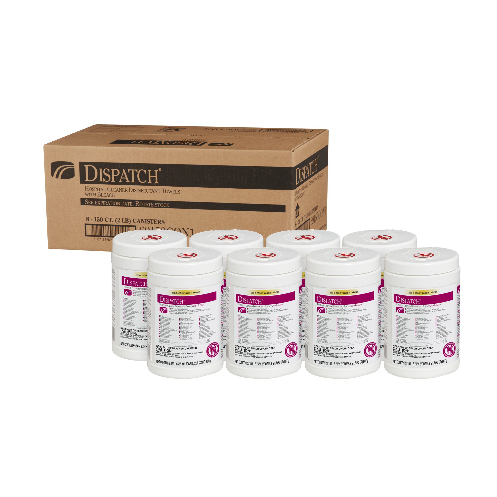 The Clorox Company 69150 - Dispatch® Surface Disinfectant Cleaner with Bleach, Canister - 150/Pack, 1200/Case
