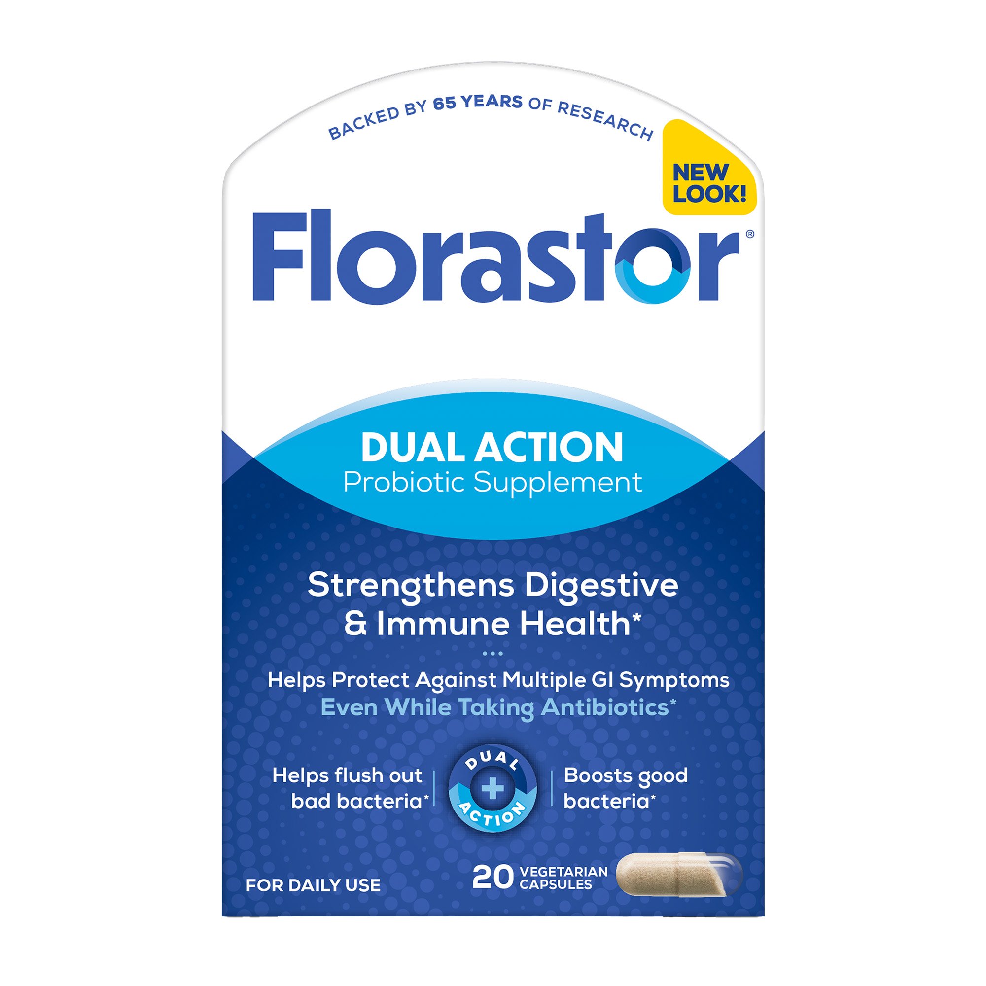 Biocodex - 66825008820 Florastor® Dual Action Probiotic Vegetarian Capsules