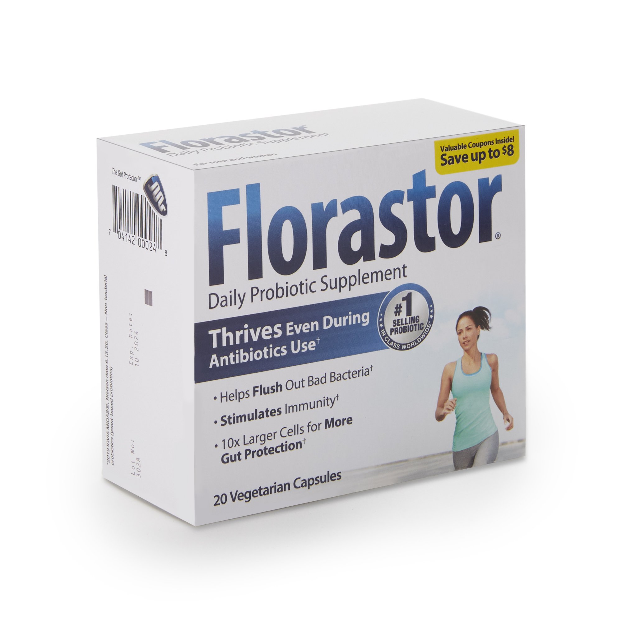 Biocodex 66825008820 - Florastor® Dual Action Probiotic Vegetarian Capsules - 20/Box