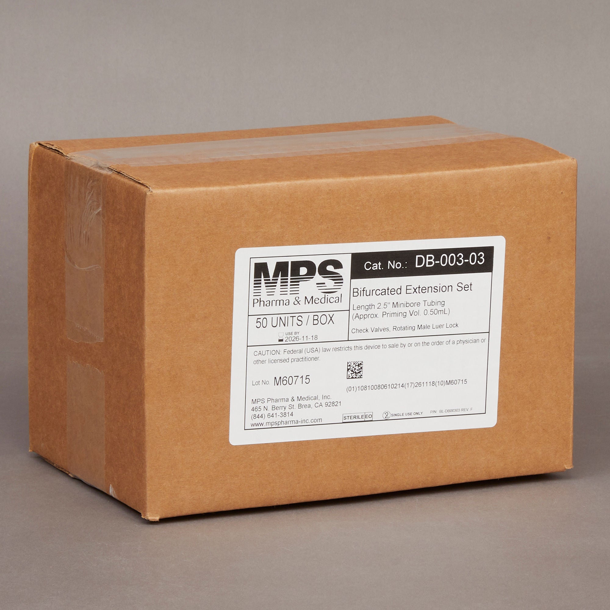 MPS Medical - DB-003-03 IV Extension Set Mini Bore 2-1/2 Inch Tubing Without Filter