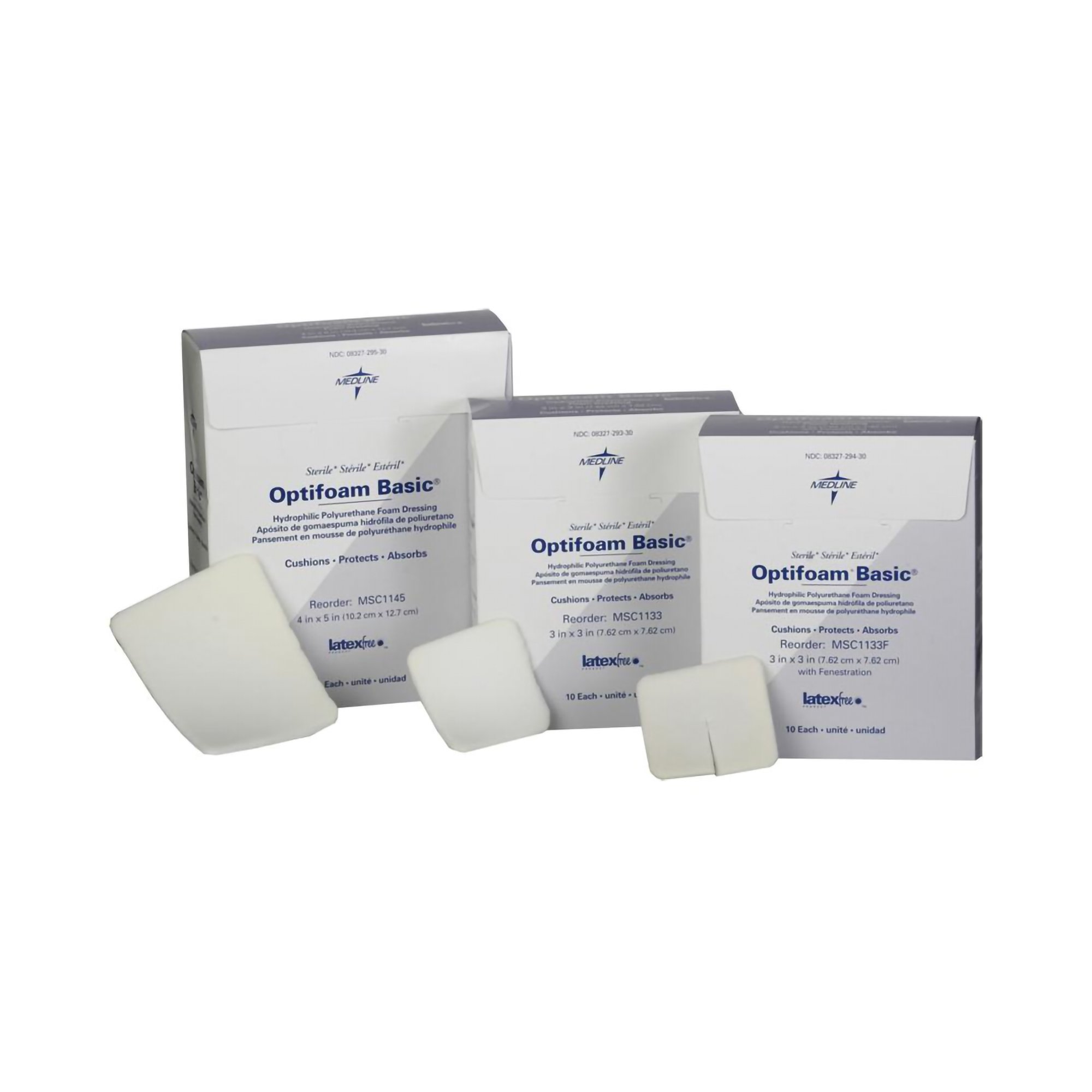 Medline - MSC1133F Optifoam® Basic Nonadhesive without Border Foam Dressing