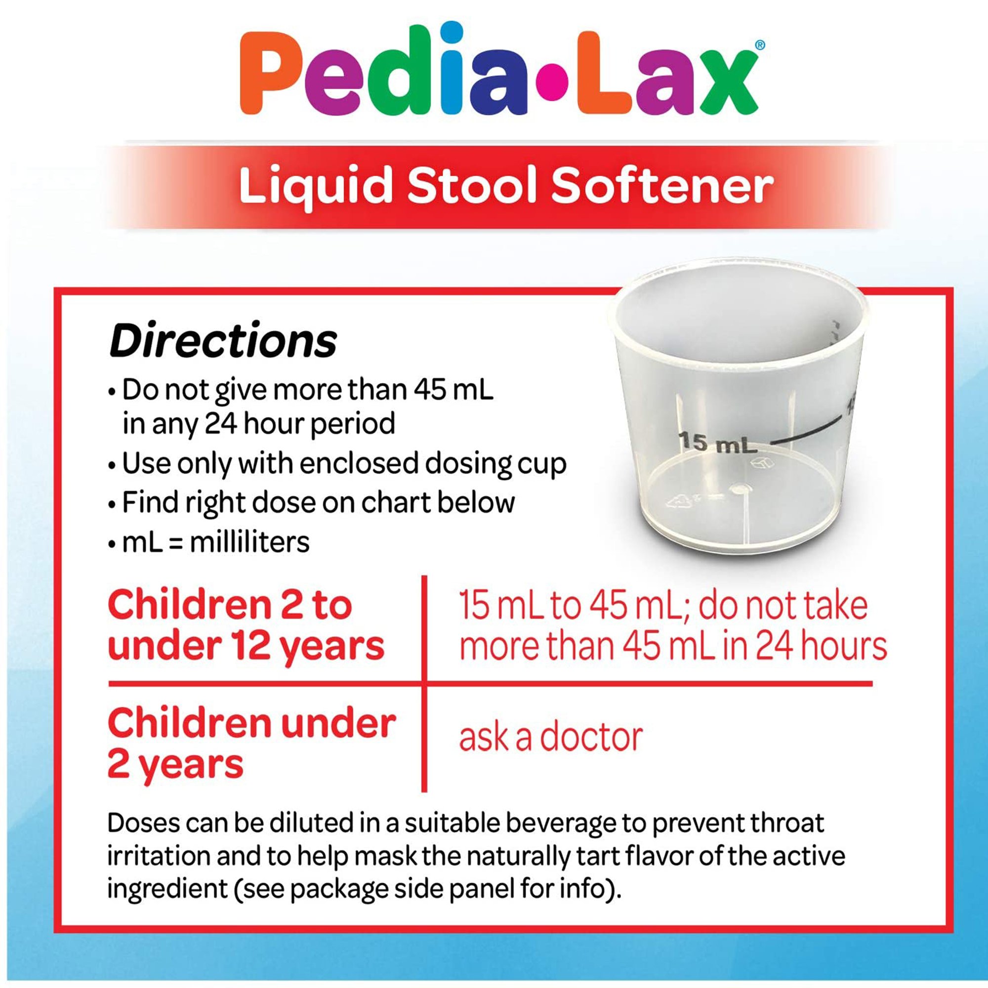 C.B. Fleet 30132000106 - Pedia-Lax® Liquid Stool Softener Berry Flavor - 1/Each