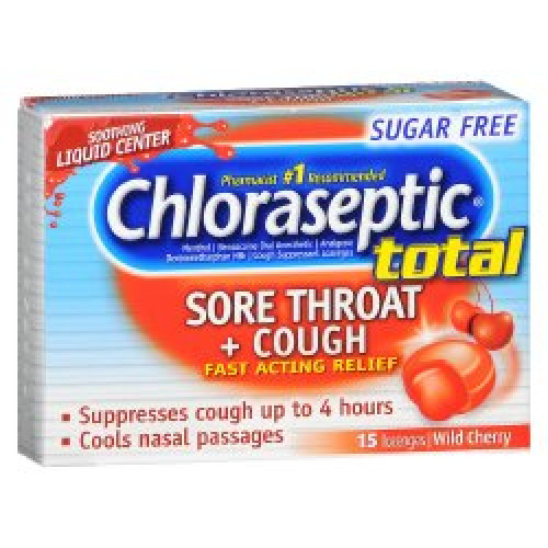 Medtech Laboratories 67811201511 - Chloraseptic® Total Sore Throat + Cough Lozenges Wild Cherry - 15/Carton