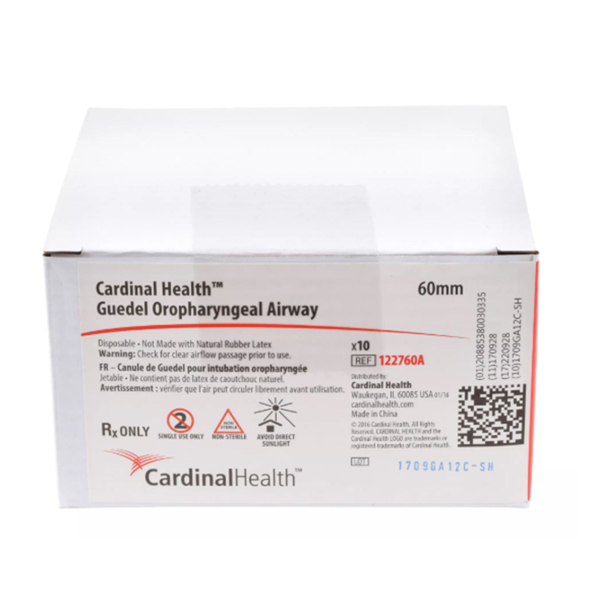 Cardinal - 122760A Guedel Oropharyngeal Airway Cardinal Health Black 60 mm Length ISO 6 NonSterile Pediatric