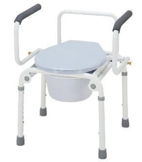 Merits Health Products - C313-WTMU Commode Chair Drop Arms Steel Frame Back Bar 300 lbs. Weight Capacity