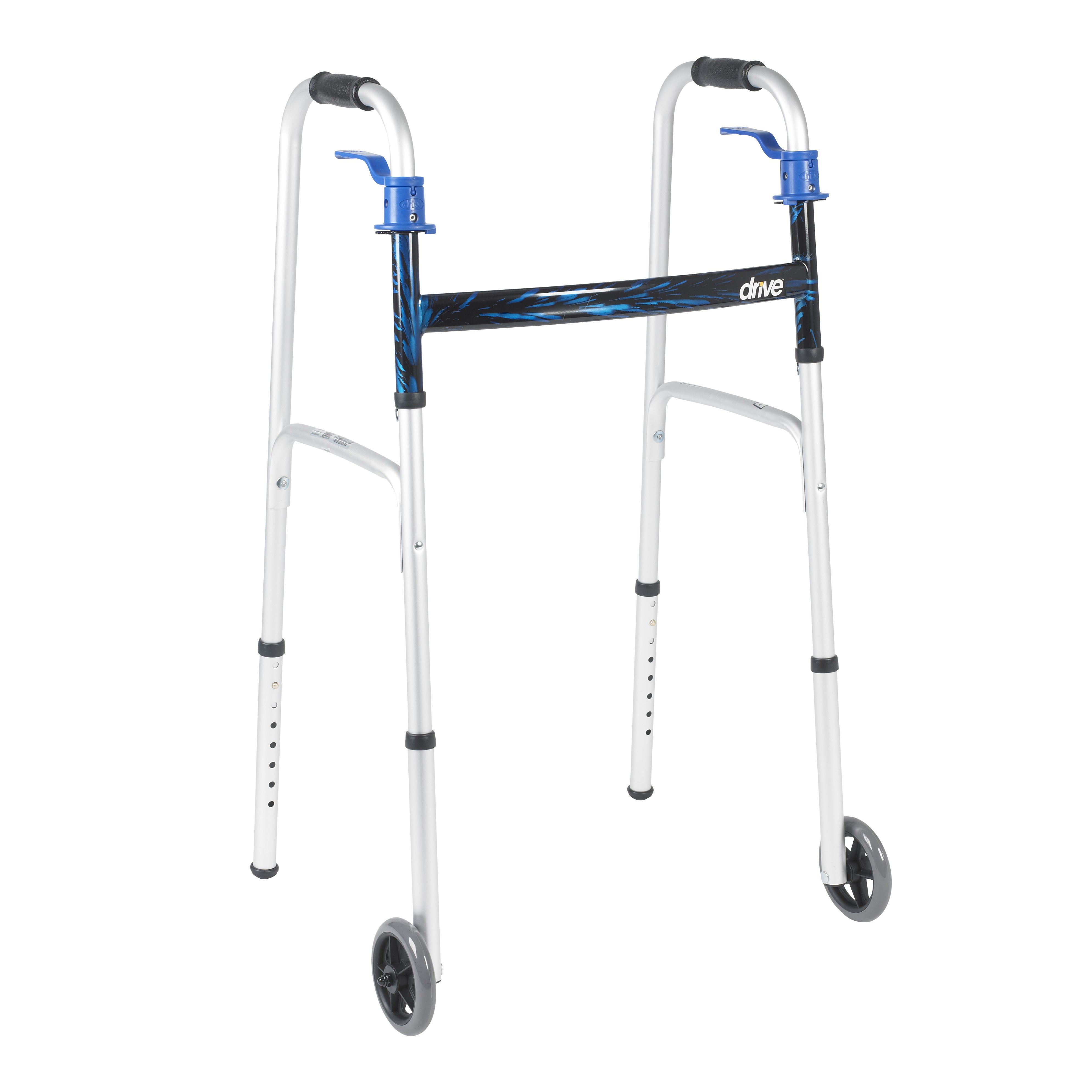 Drive DeVilbiss Healthcare 10226-1 - drive™ Aluminum Dual Release Folding Walker, 32 – 39 Inch Height - 1/Each