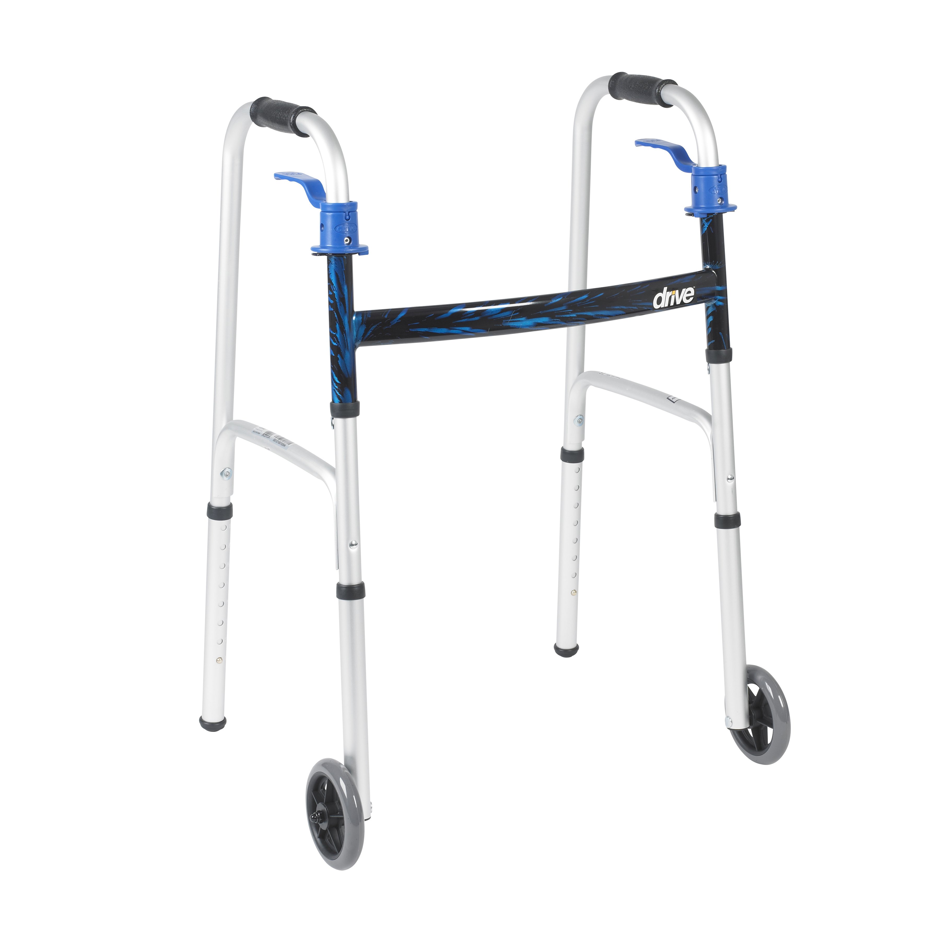 Drive DeVilbiss Healthcare 10226-1 - drive™ Aluminum Dual Release Folding Walker, 32 – 39 Inch Height - 1/Each