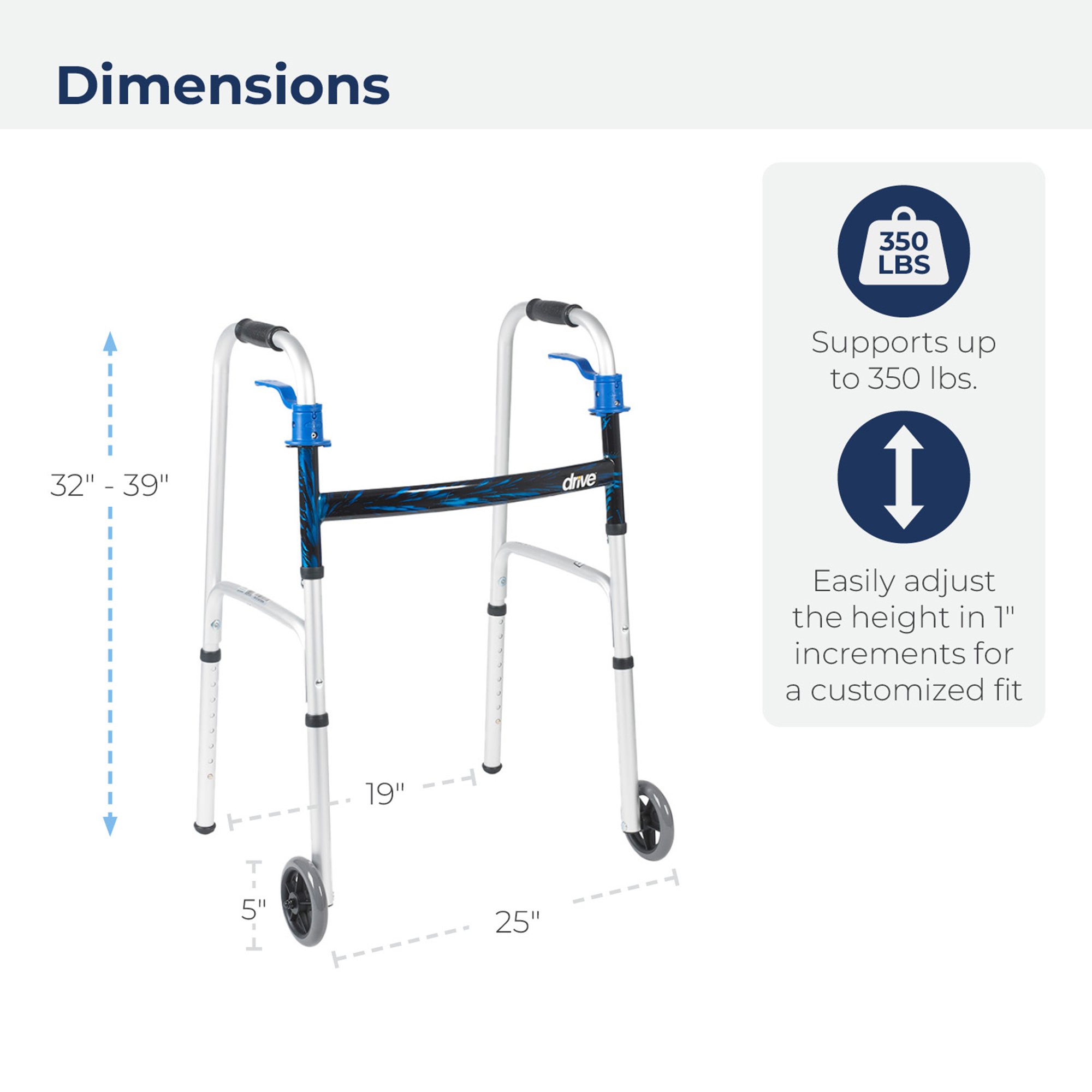 Drive DeVilbiss Healthcare - 10226-1 drive™ Aluminum Dual Release Folding Walker