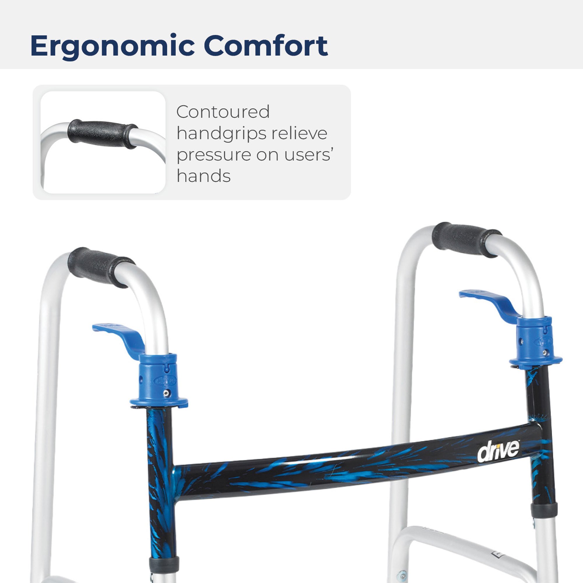 Drive DeVilbiss Healthcare 10226-1 - drive™ Aluminum Dual Release Folding Walker, 32 – 39 Inch Height - 1/Each