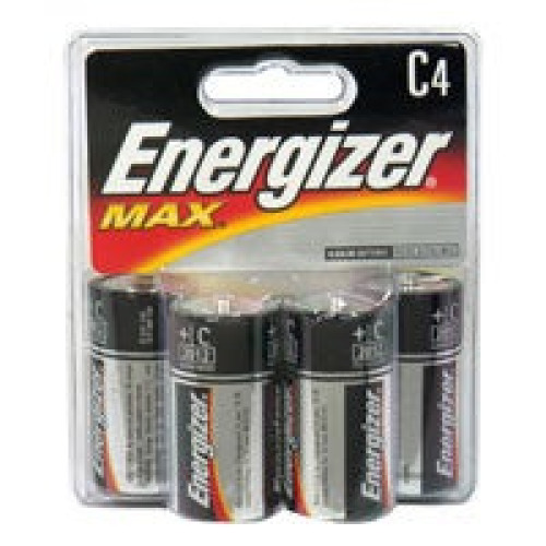 Eveready Battery Company - 03980003976 Alkaline Battery Energizer® MAX® C Cell 1.5 Volt Disposable 4 Pack