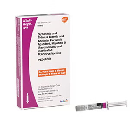 Glaxo Smith Kline - 58160081152 Pediarix® Diphtheria and Tetanus Toxoids and Acellular Pertussis Adsorbed / Hepatitis B (Recombinant) / Inactivated Poliovirus Vaccine 25 Lf - 10 Lf - 25 mcg - 10 mcg - 80 DU / 0.5 mL Injection 0.5 mL