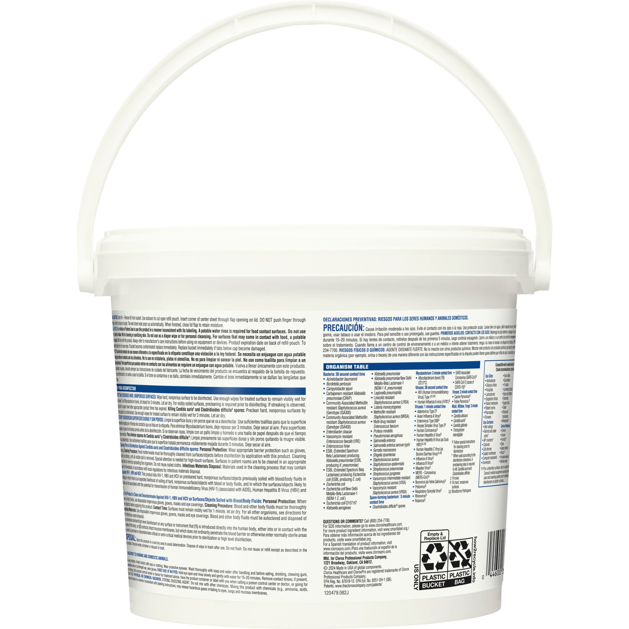 The Clorox Company 30358 - Clorox Healthcare® Bleach Germicidal Wipes, Bucket, 110 ct. - 1/Box, 2/Case