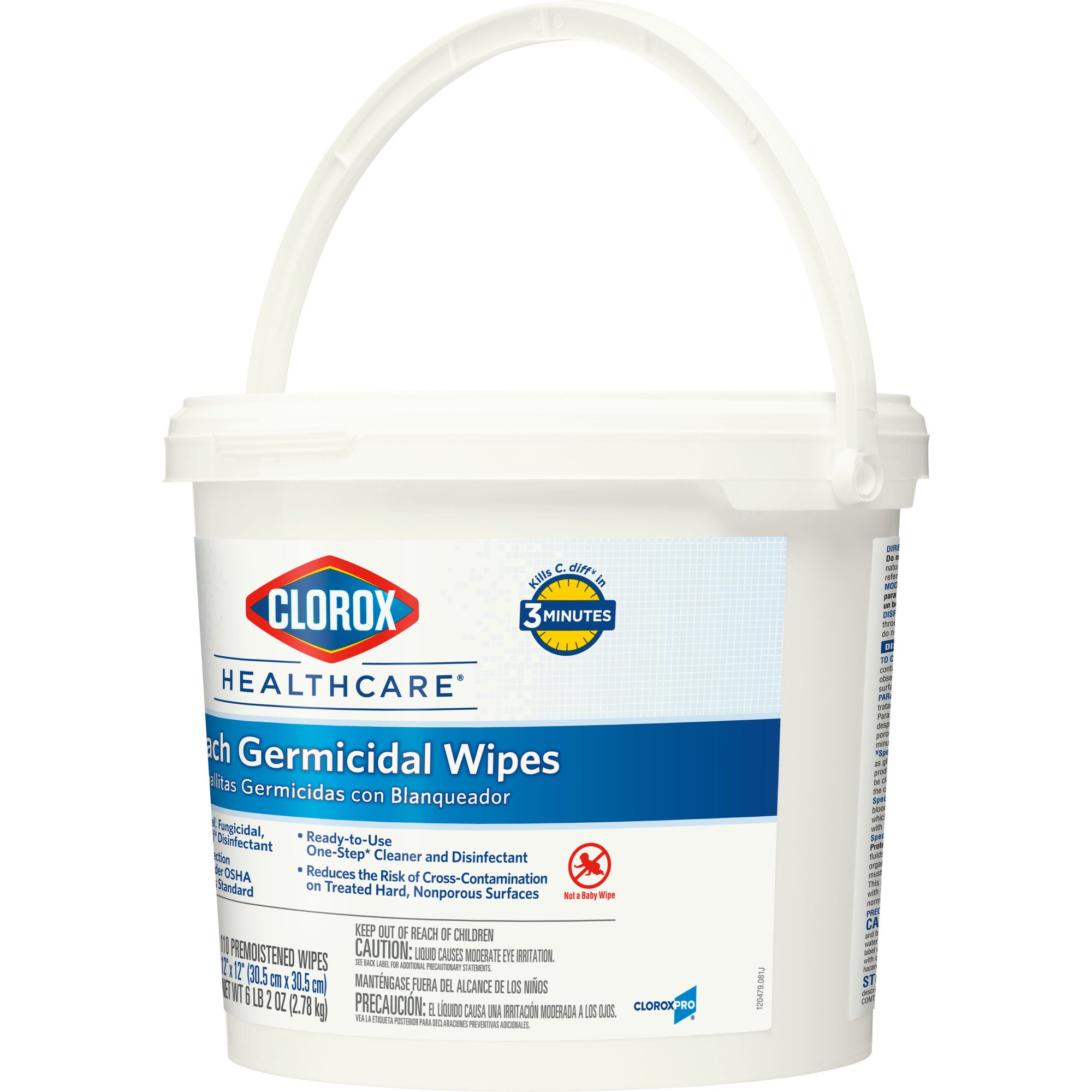 The Clorox Company 30358 - Clorox Healthcare® Bleach Germicidal Wipes, Bucket, 110 ct. - 1/Box, 2/Case