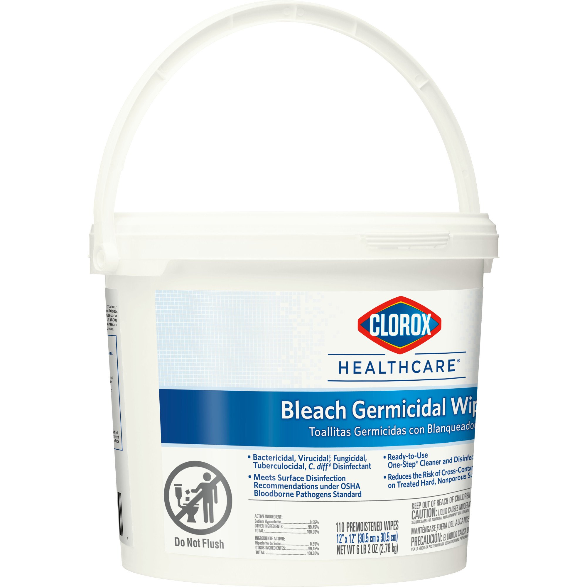 The Clorox Company 30358 - Clorox Healthcare® Bleach Germicidal Wipes, Bucket, 110 ct. - 1/Box, 2/Case