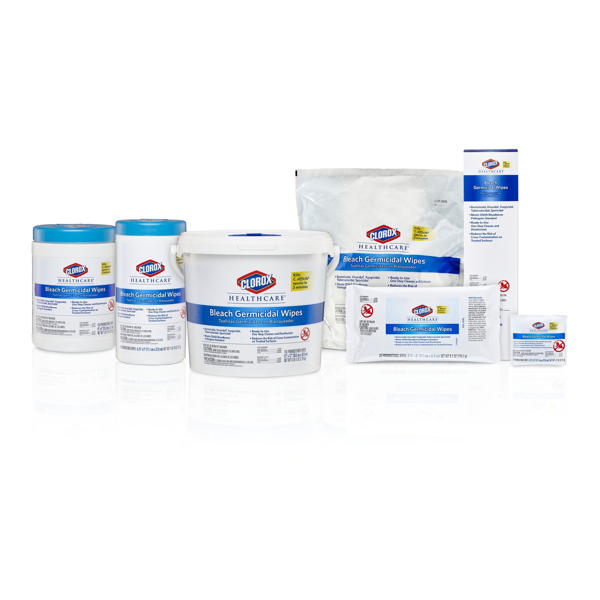The Clorox Company 30359 - Clorox Healthcare® Bleach Germicidal Wipes, Refill Pouch, 110 ct. - 1/Box, 2/Case