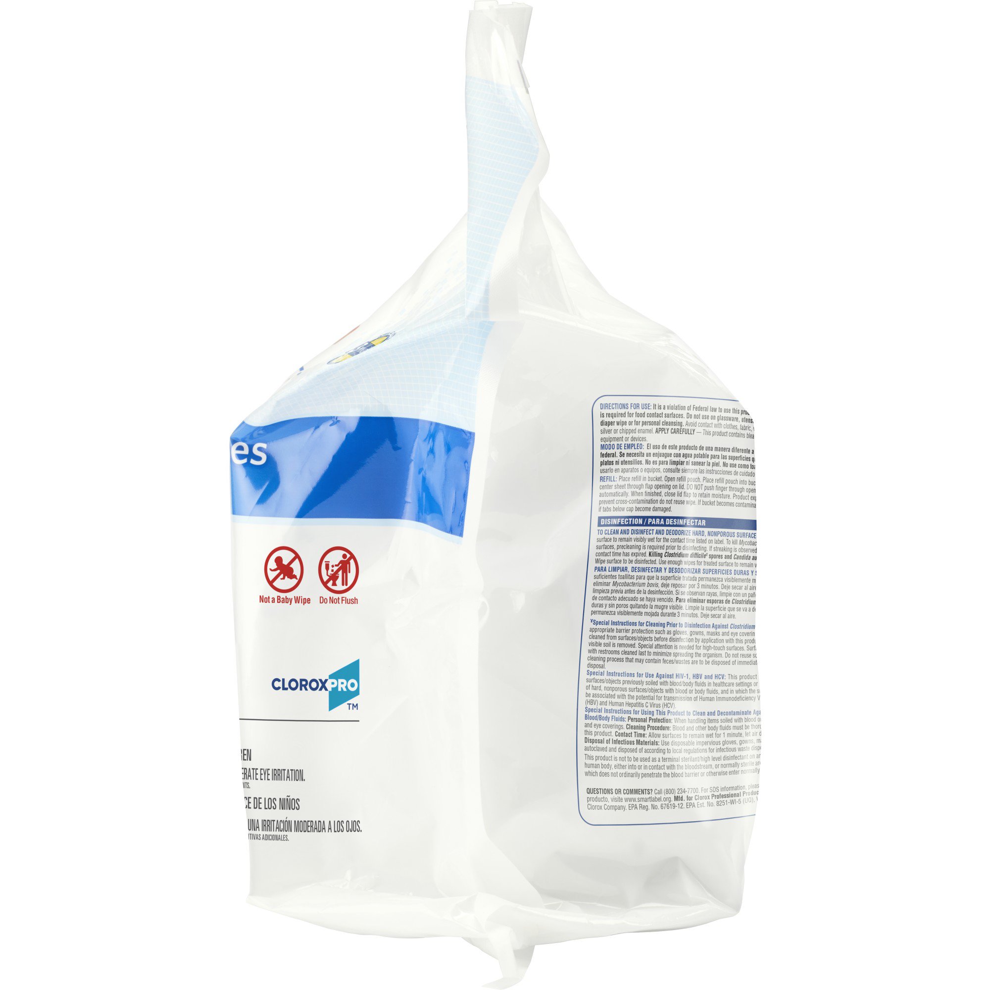 The Clorox Company 30359 - Clorox Healthcare® Bleach Germicidal Wipes, Refill Pouch, 110 ct. - 1/Box, 2/Case