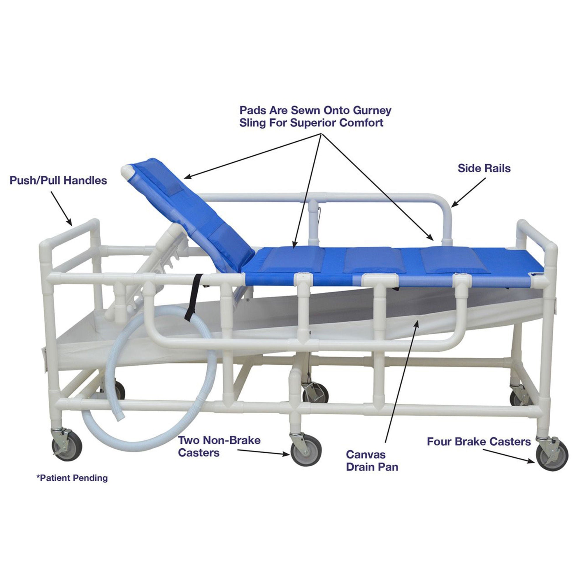 MJM International - 910 Shower Gurney 450 lbs. Weight Capacity