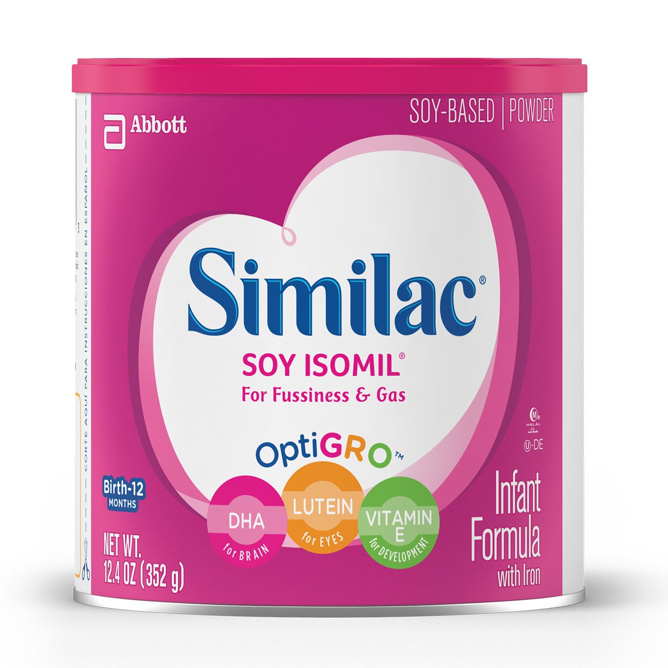 Abbott Nutrition 55963 - Similac® Soy Isomil® For Fussiness and Gas Powder Infant Formula, 12.4-ounce can - 1/Each, 6/Case