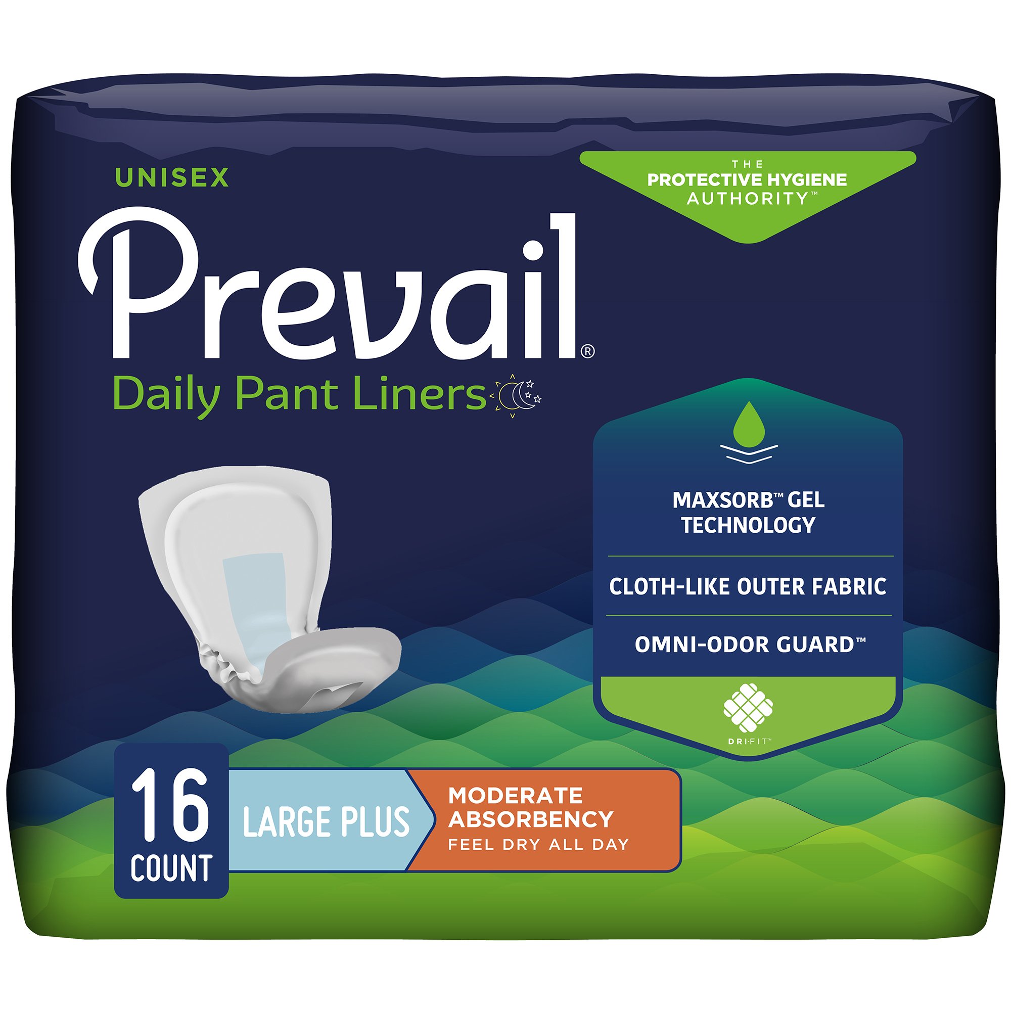 First Quality Products LLC PL-113-1 - Prevail® Daily Pant Liners Moderate Absorbency Bladder Control Pad, 28 Inch - 16/Pack, 96/Case