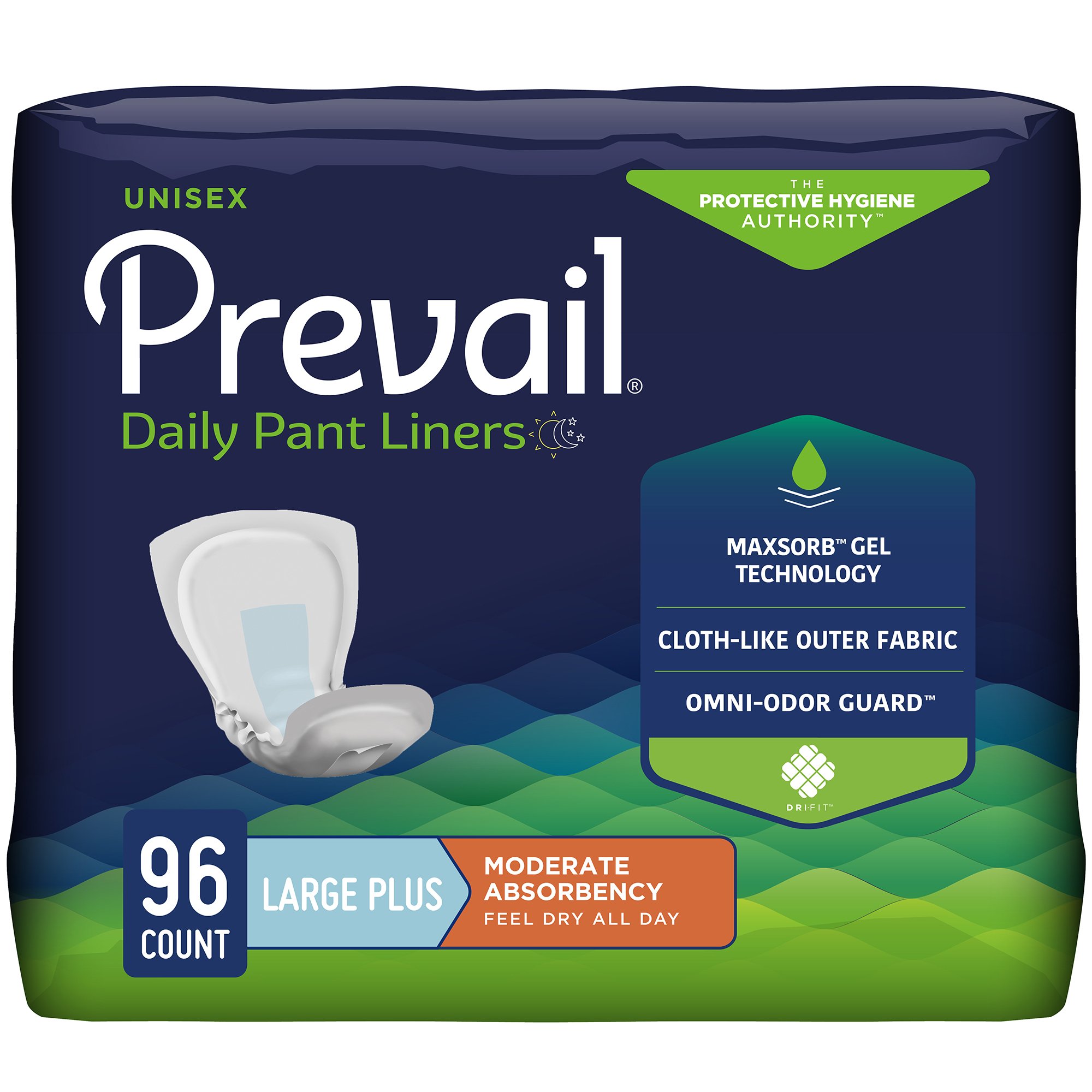 First Quality Products LLC PL-113-1 - Prevail® Daily Pant Liners Moderate Absorbency Bladder Control Pad, 28 Inch - 16/Pack, 96/Case